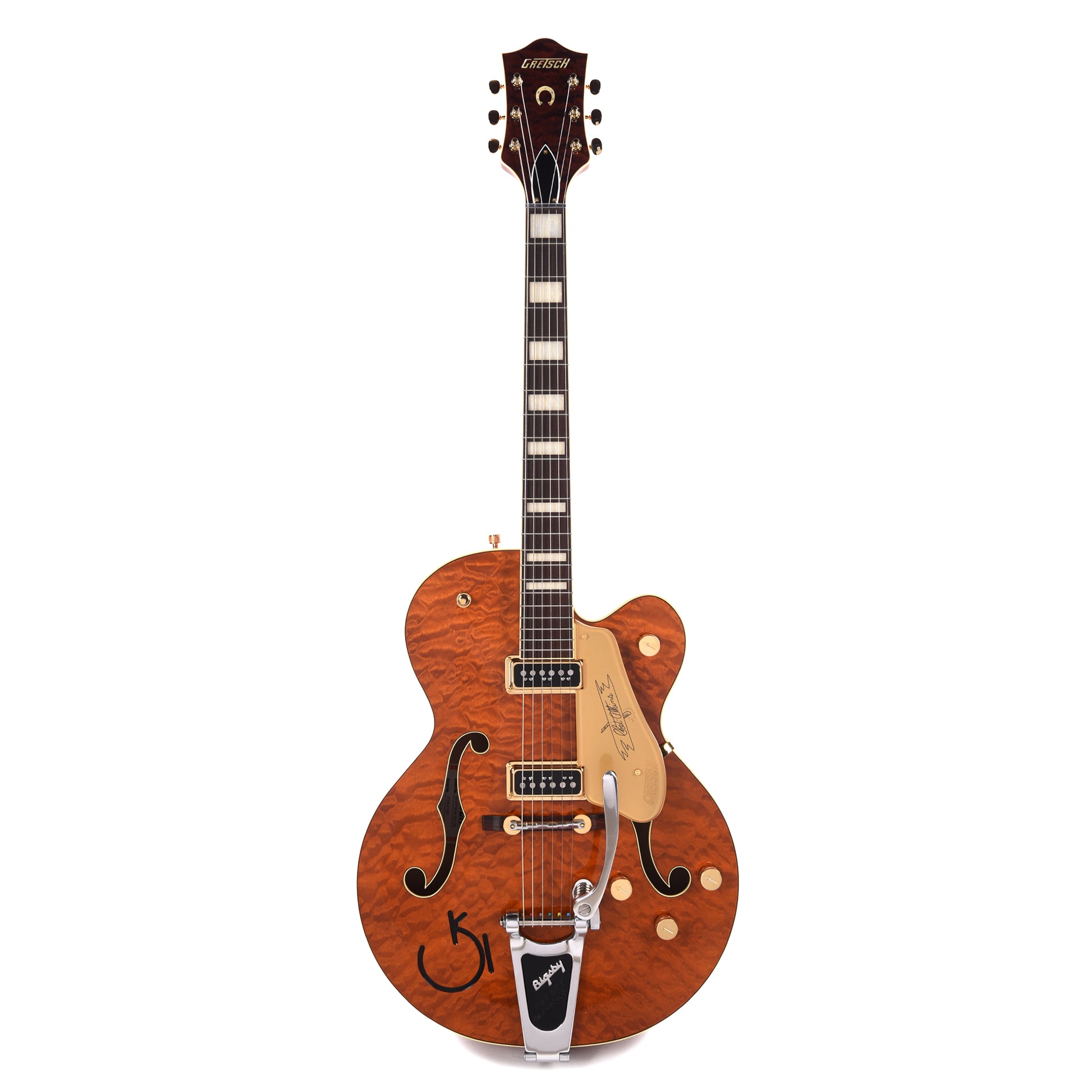 Gretsch G6120TGQM-56 Limited Edition Quilt Classic Chet Atkins Hollow Body with Bigsby Roundup Orange Stain Lacquer Electric Guitars / Semi-Hollow