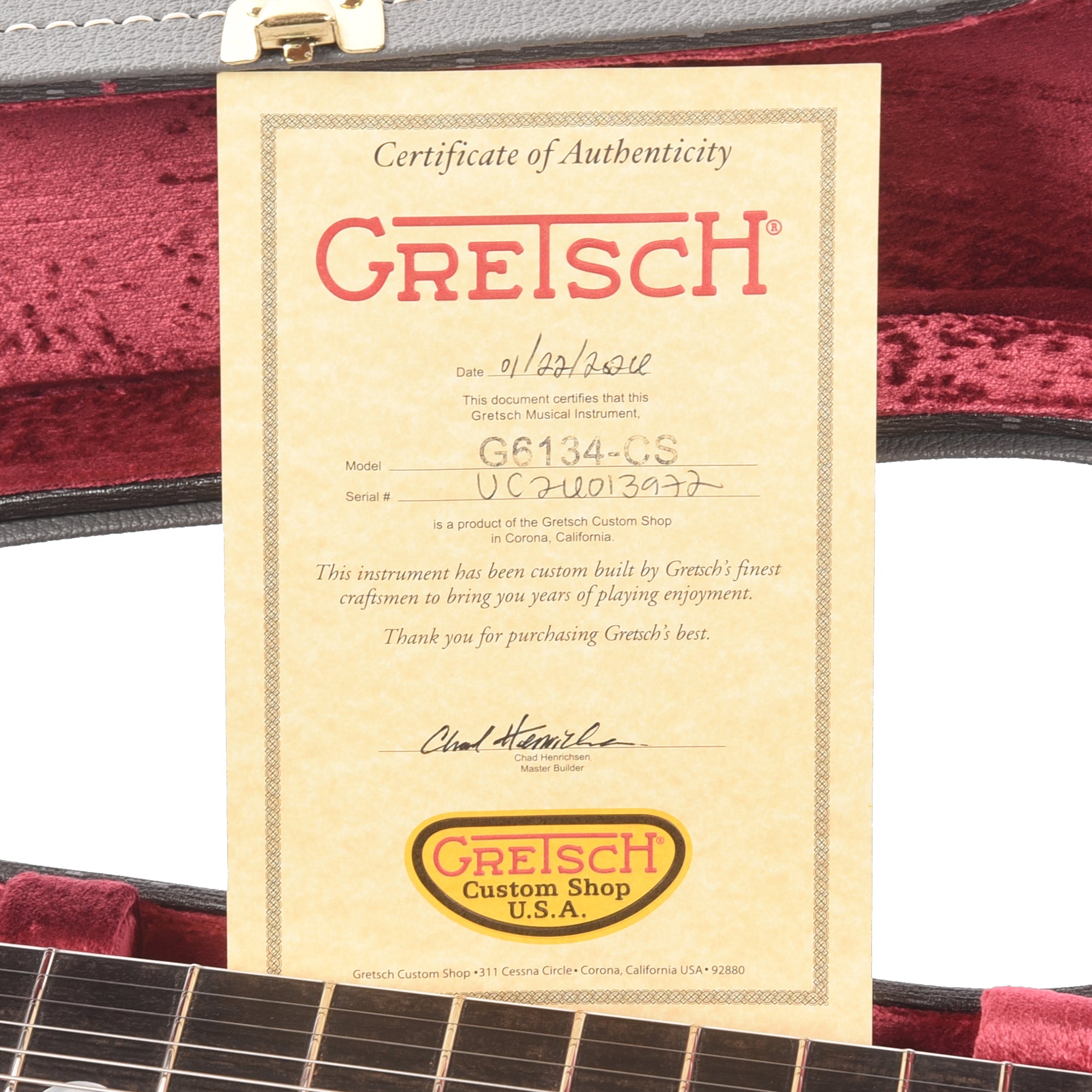 Gretsch Custom Shop G6134-55 Cocobolo Top Penguin NOS Natural Master Built by Chad Henrichsen Electric Guitars / Solid Body