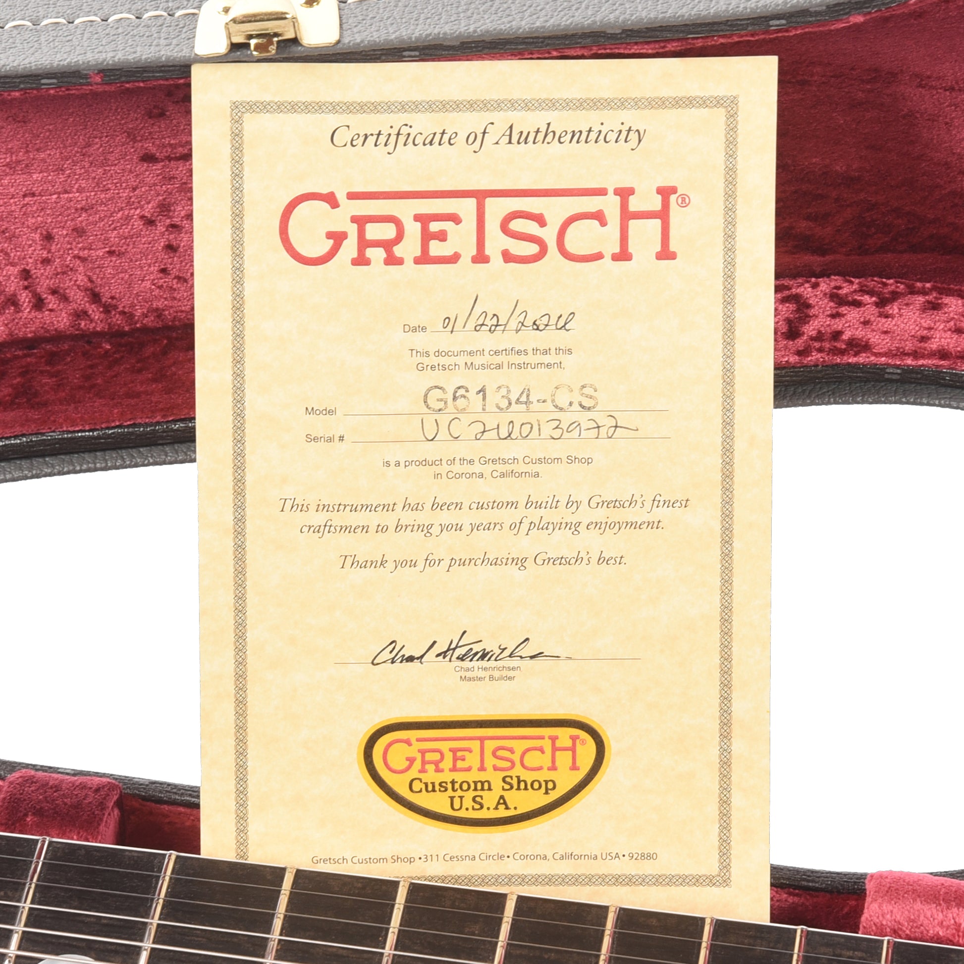 Gretsch Custom Shop G6134-55 Cocobolo Top Penguin NOS Natural Master Built by Chad Henrichsen Electric Guitars / Solid Body