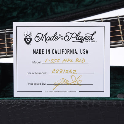 Guild USA F-55E Maple Jumbo Sitka/Archback Maple Natural Acoustic Guitars / Jumbo