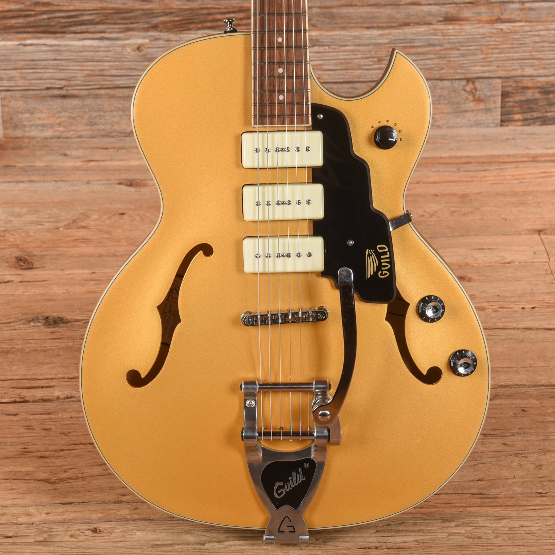 Guild Newark St. Collection Starfire I Jet 90 Satin Gold Electric Guitars