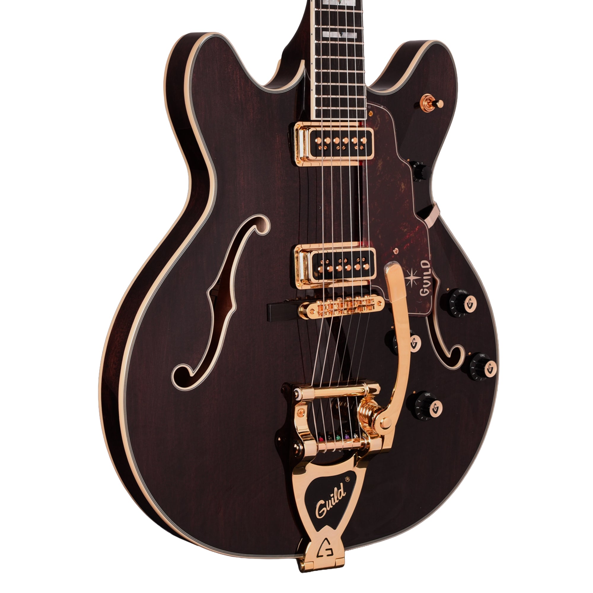 d*r様 ☆美品　GUILD STARFIRE ブリッジ固定に改造 Guild Starfire Custom DC GVT Nobel Stain – Chicago Music Exchange