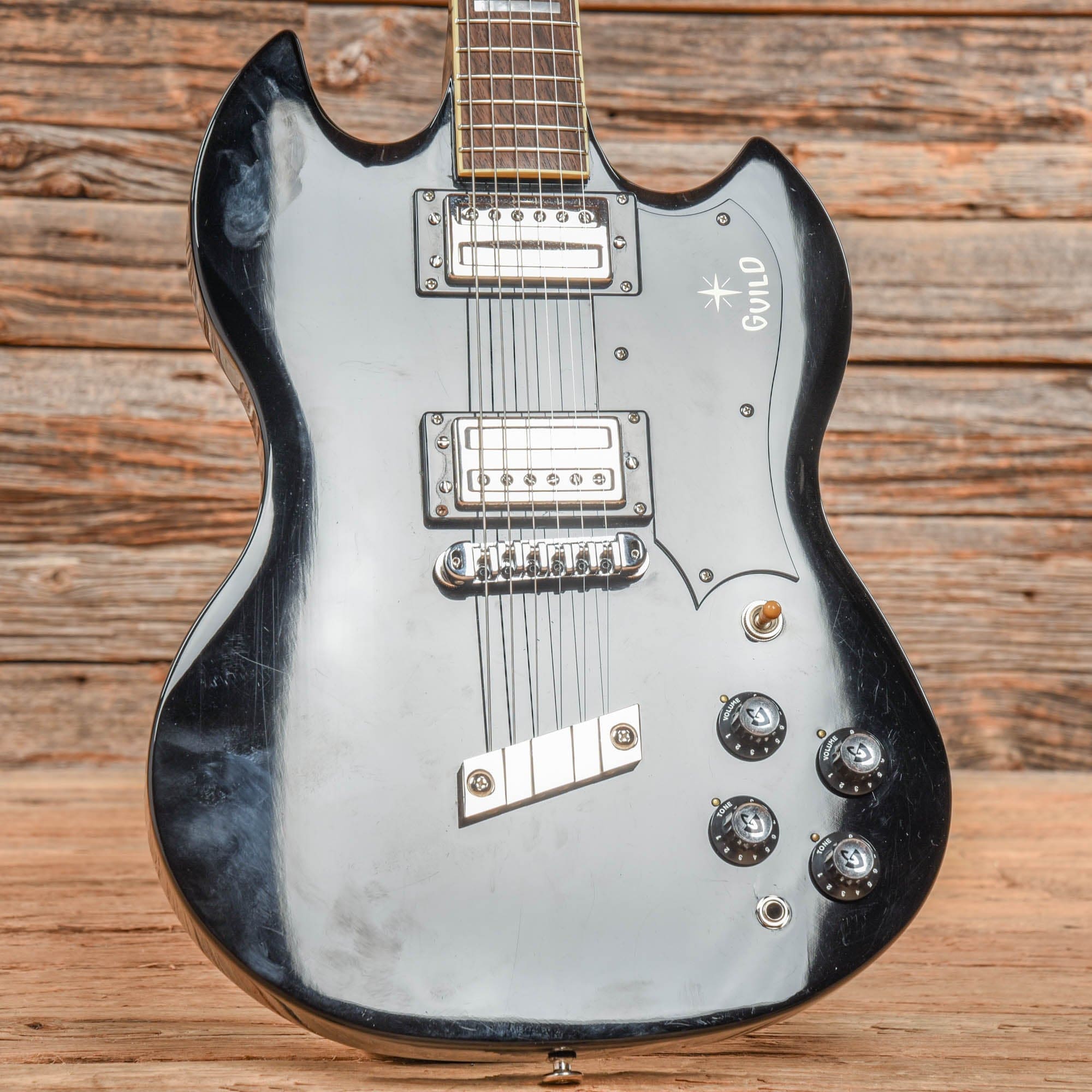 Guild Newark St. Collection S-100 Polara Black Electric Guitars / Solid Body