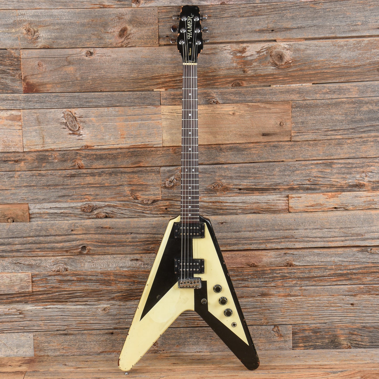 Hamer Vector Black and White Custom Finish 1980s Electric Guitars / Solid Body