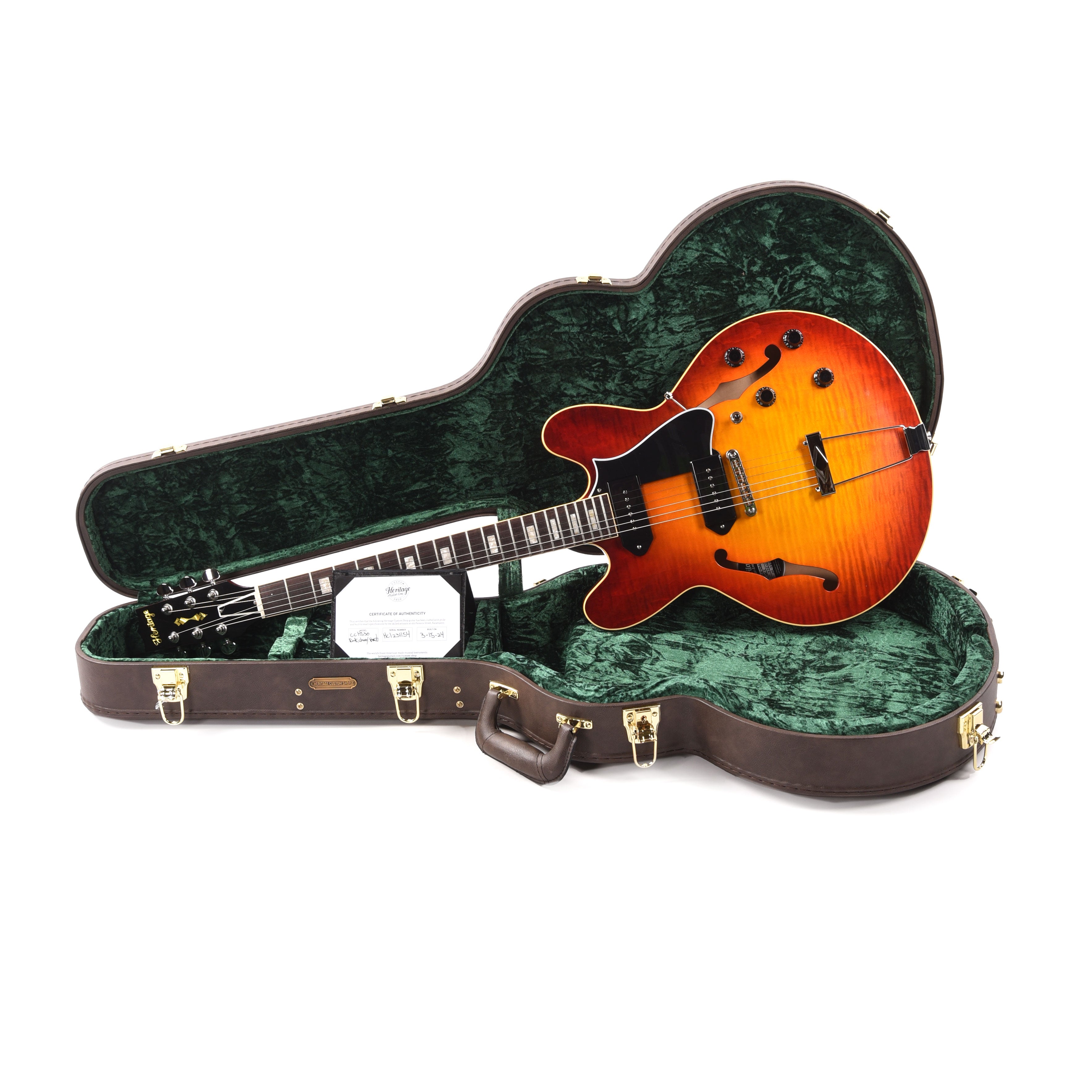 Heritage Custom Shop Core H-530 Hollow Body Dark Cherry Sunburst Electric Guitars / Hollow Body