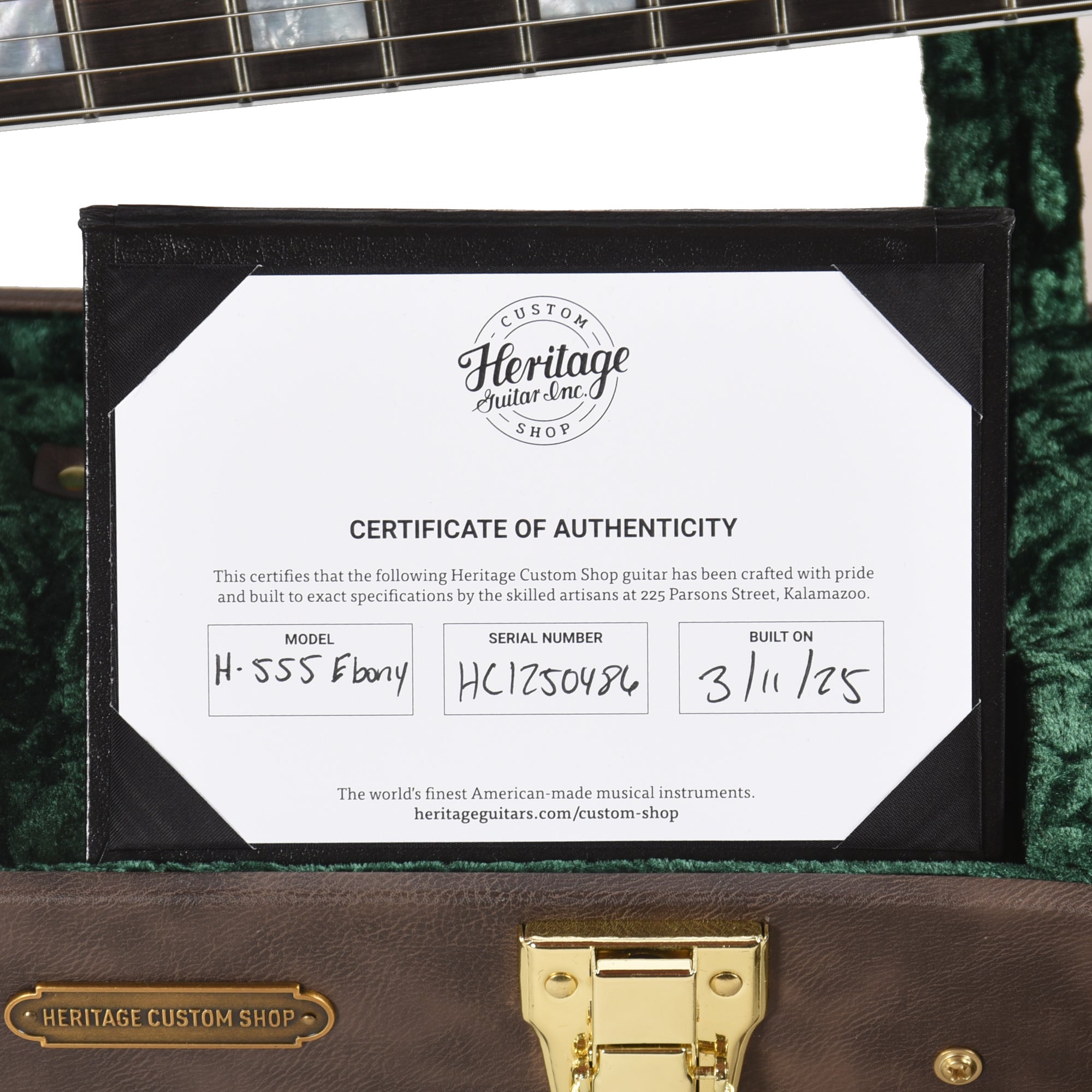 Heritage Custom Shop Core H-555 Semi-Hollow Ebony Electric Guitars / Semi-Hollow