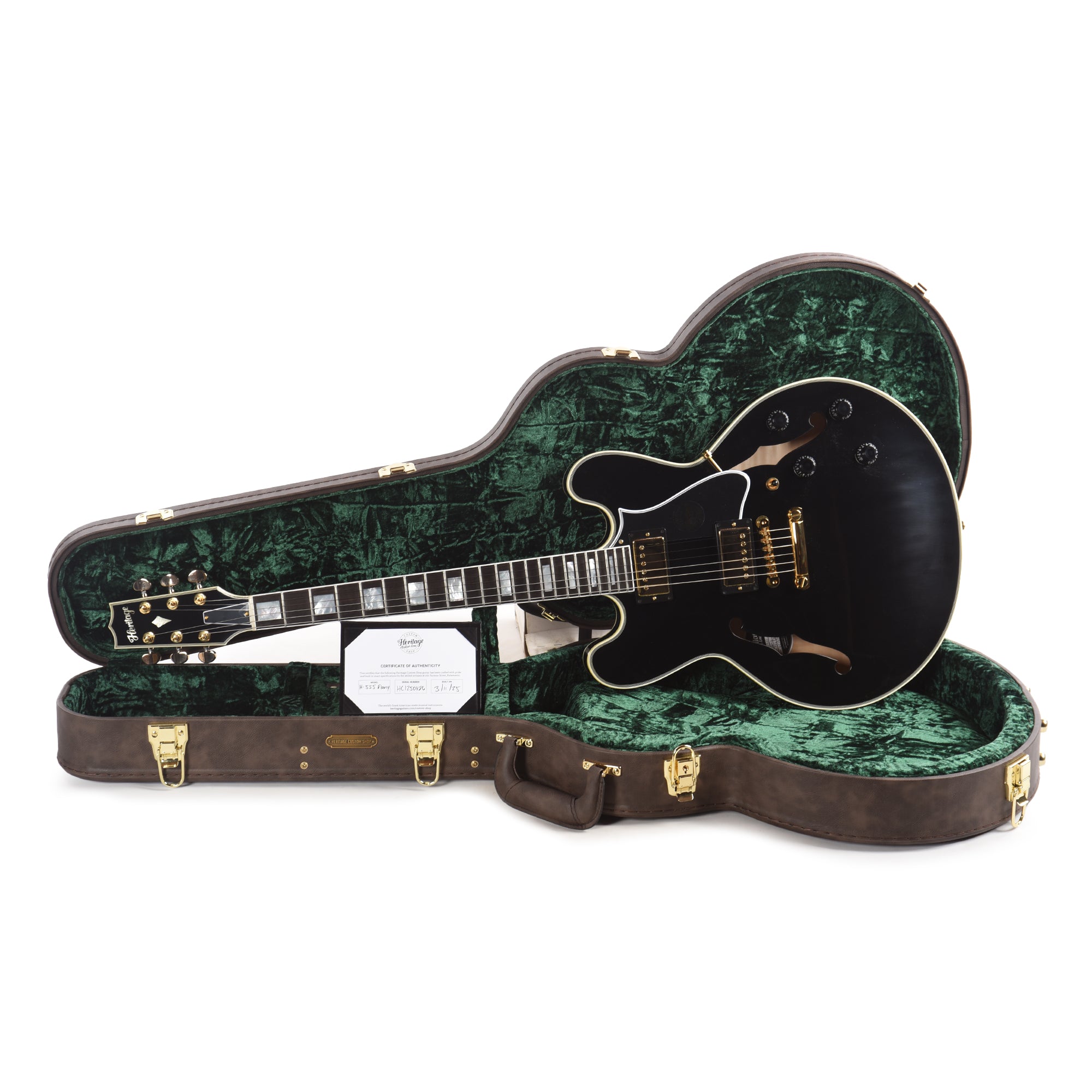 Heritage Custom Shop Core H-555 Semi-Hollow Ebony Electric Guitars / Semi-Hollow