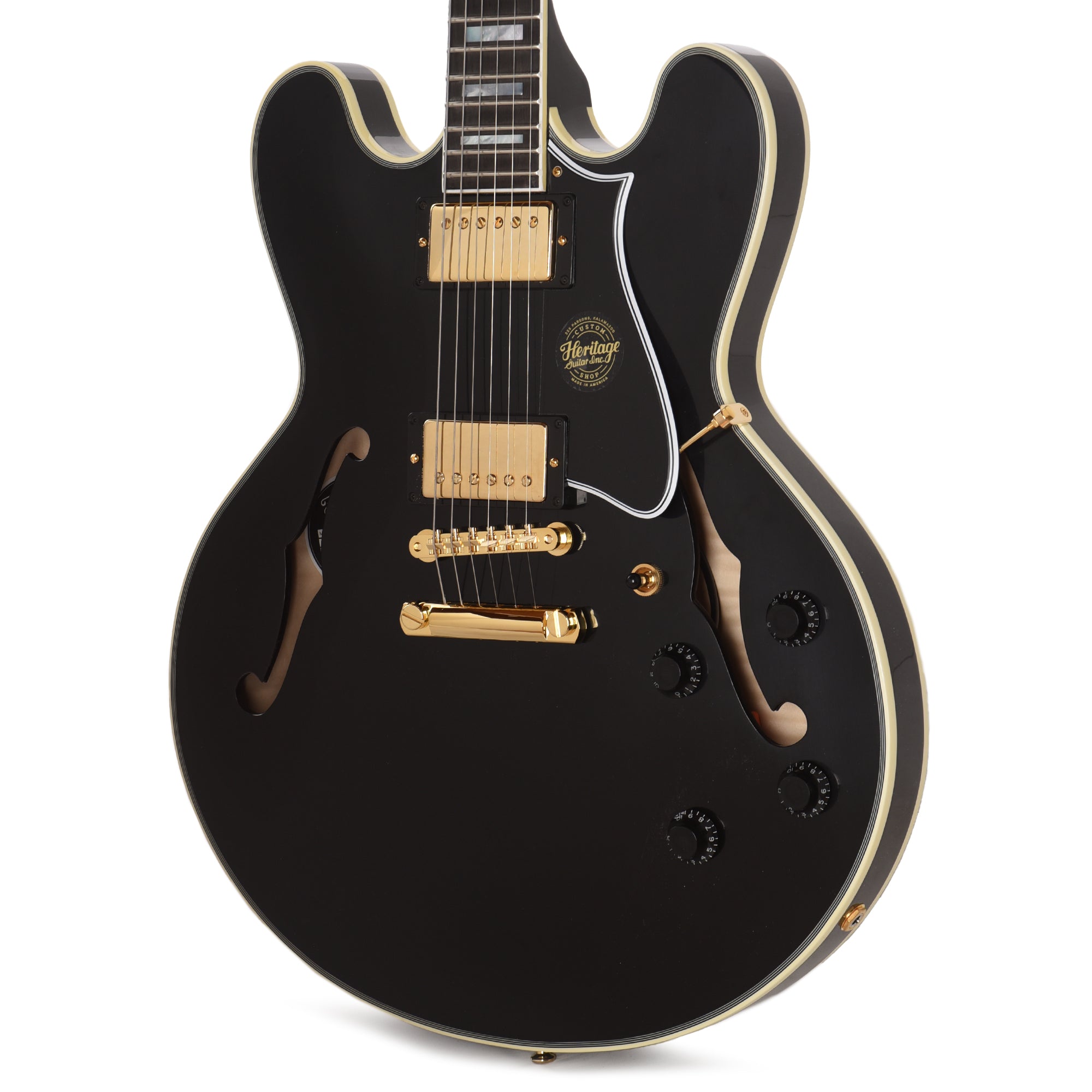 Heritage Custom Shop Core H-555 Semi-Hollow Ebony Electric Guitars / Semi-Hollow