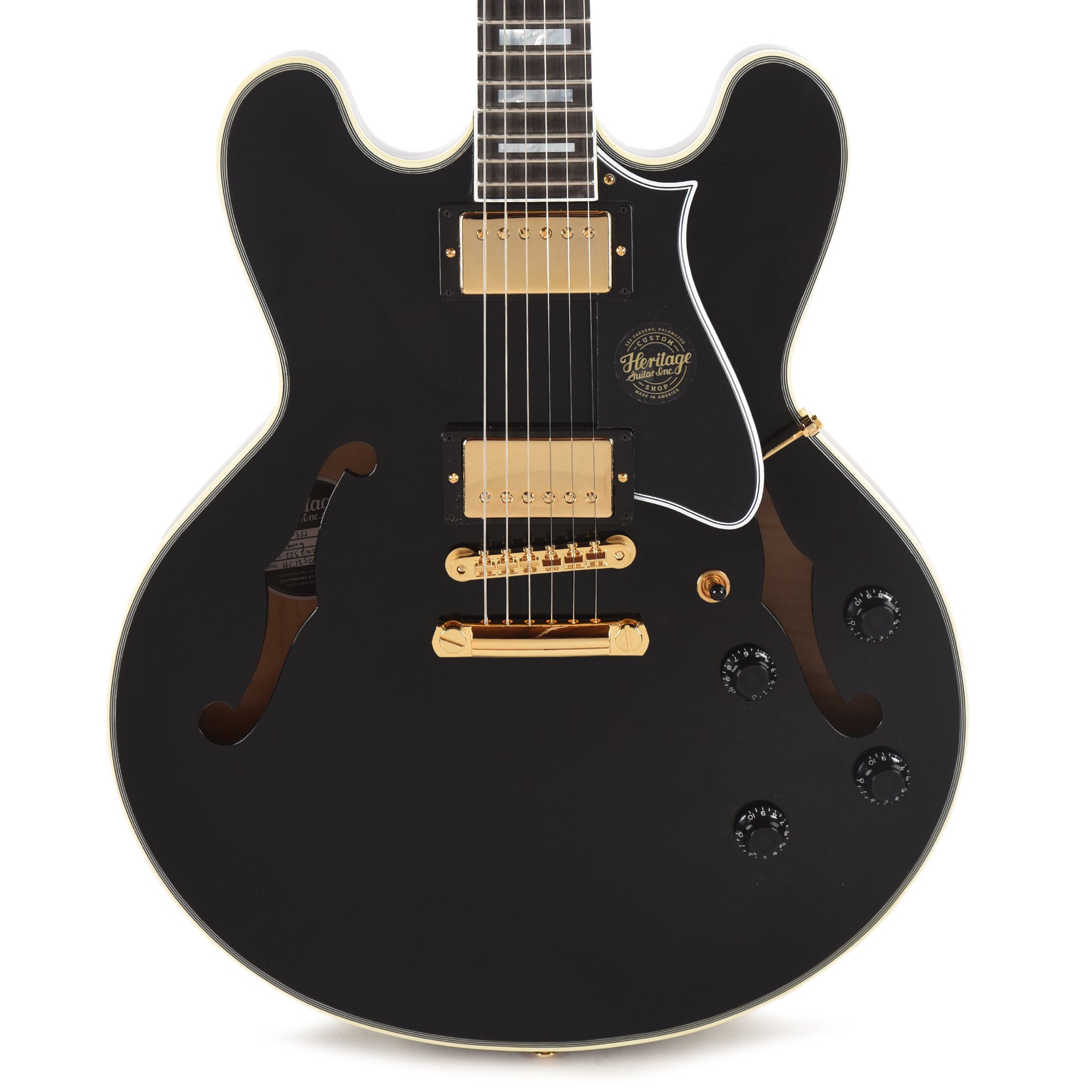 Heritage Custom Shop Core H-555 Semi-Hollow Ebony Electric Guitars / Semi-Hollow