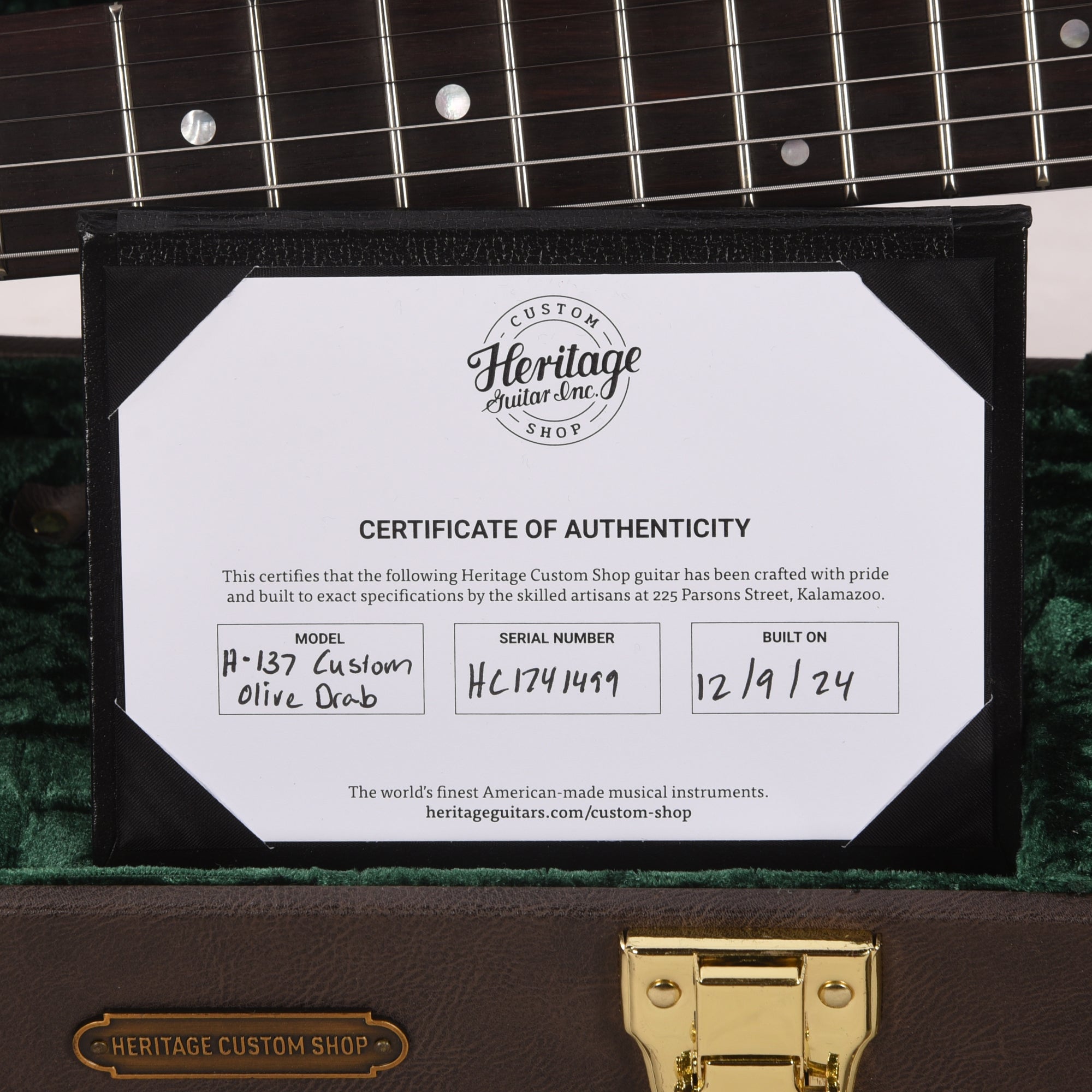Heritage Custom Shop Core H-137 Olive Drab Electric Guitars / Solid Body
