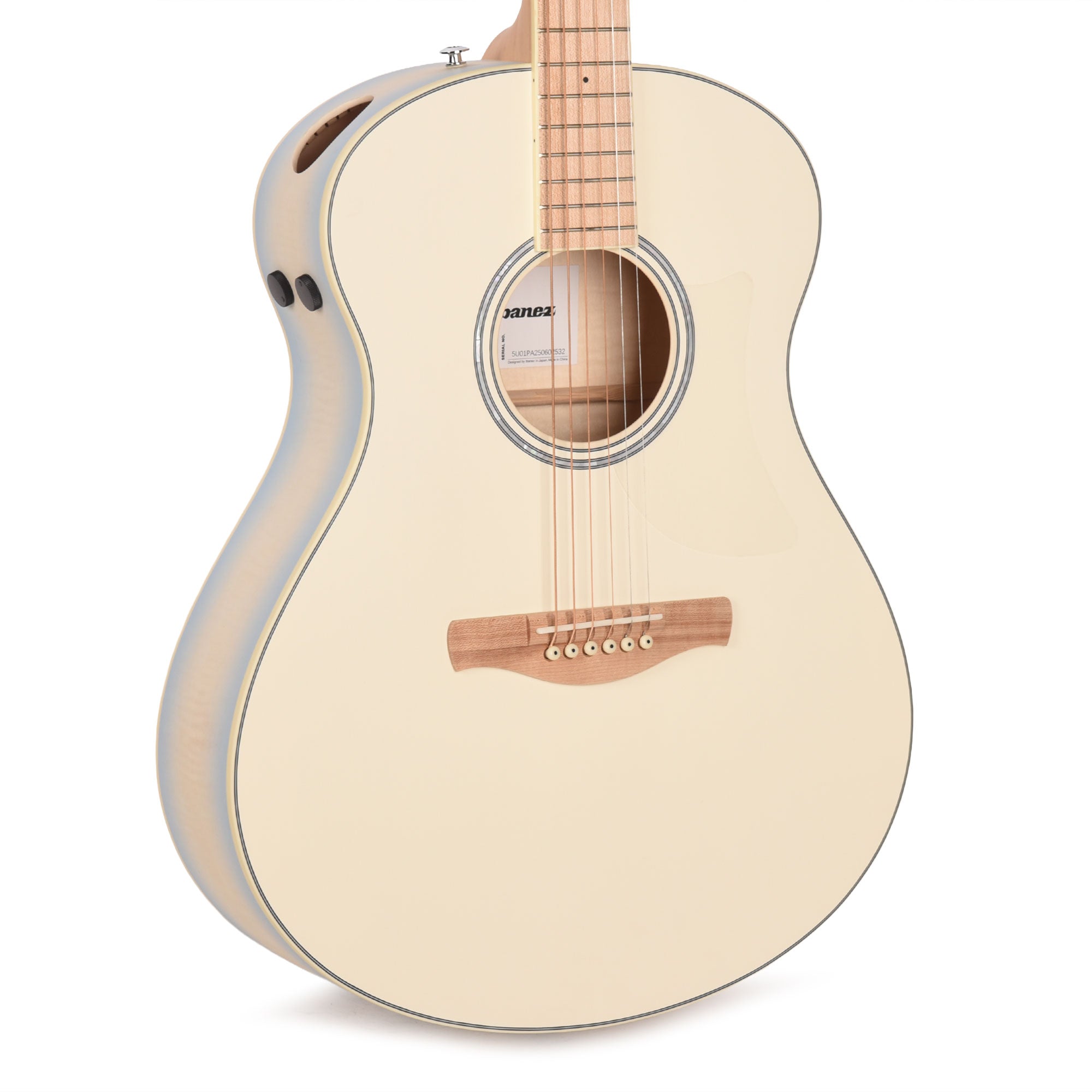 Ibanez AAM370M2EAIB Acoustic Electric Guitar Transparent Antique White Ice Blue Open Pore Acoustic Guitars / Built-in Electronics