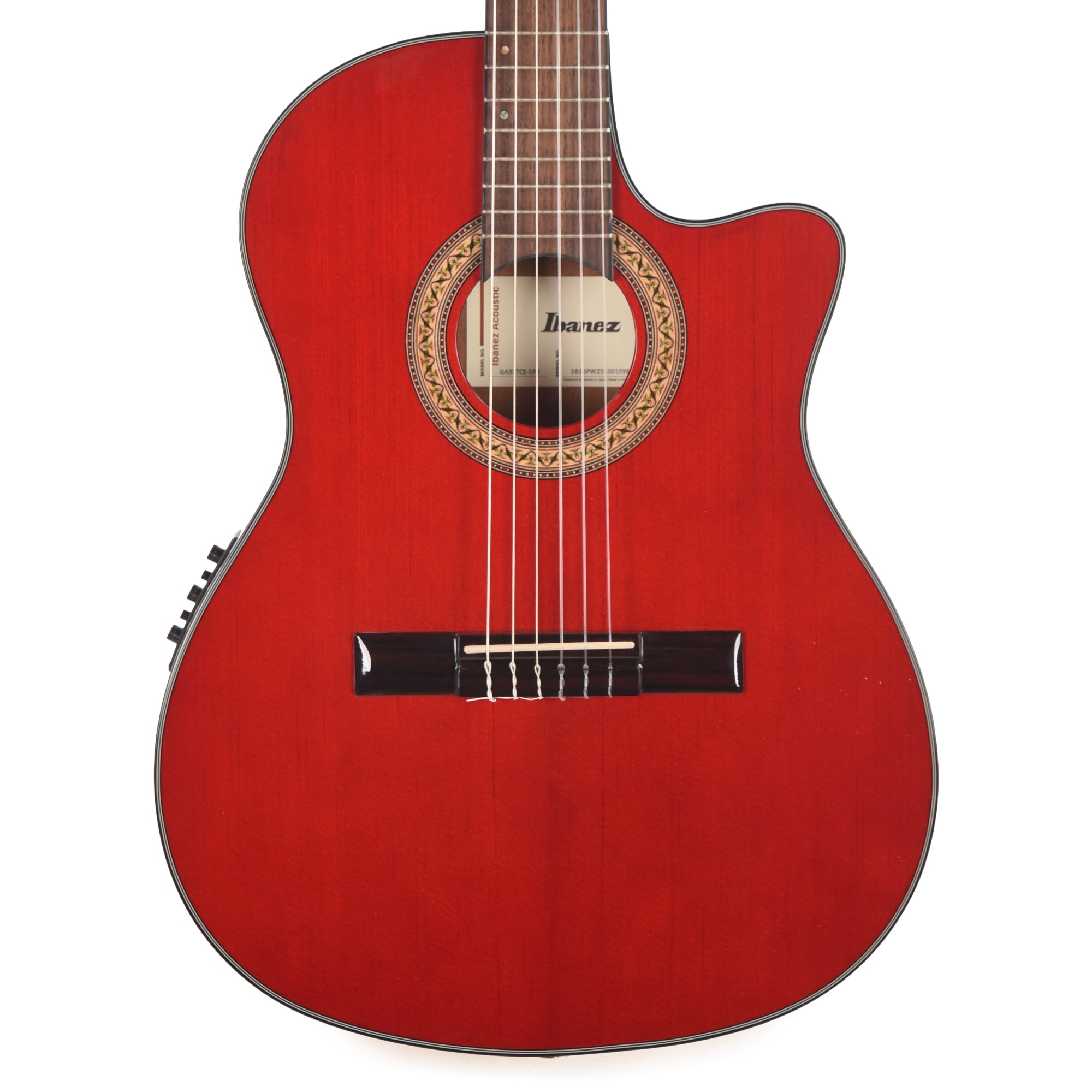 Ibanez GA35TCESRR Thinline Cutaway Classical Acoustic-Electric Sapphire Red High Gloss Acoustic Guitars / Classical