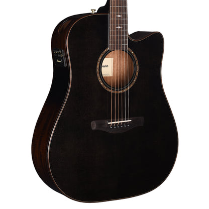 Ibanez AAD361CETKR Grand Dreadnought Cutaway Acoustic-Electric Guitar Transparent Black High Gloss Acoustic Guitars