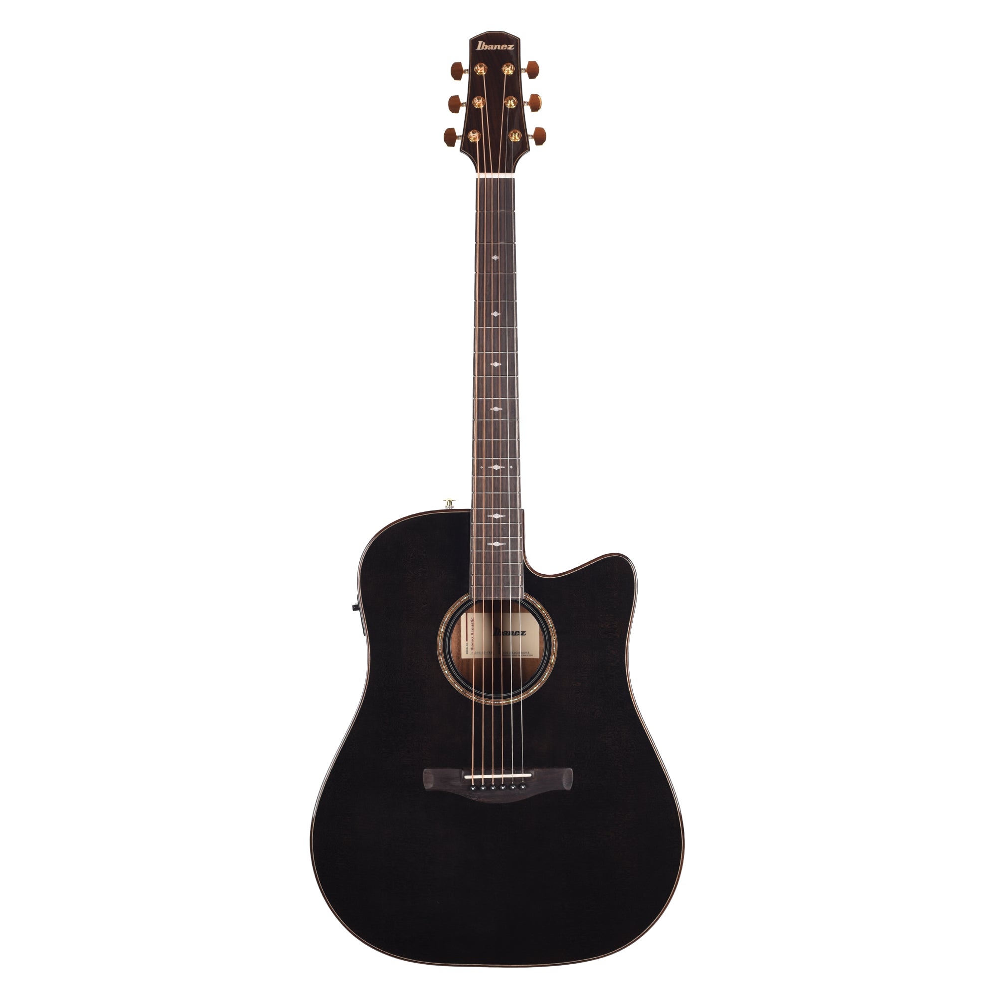 Ibanez AAD361CETKR Grand Dreadnought Cutaway Acoustic-Electric Guitar Transparent Black High Gloss Acoustic Guitars