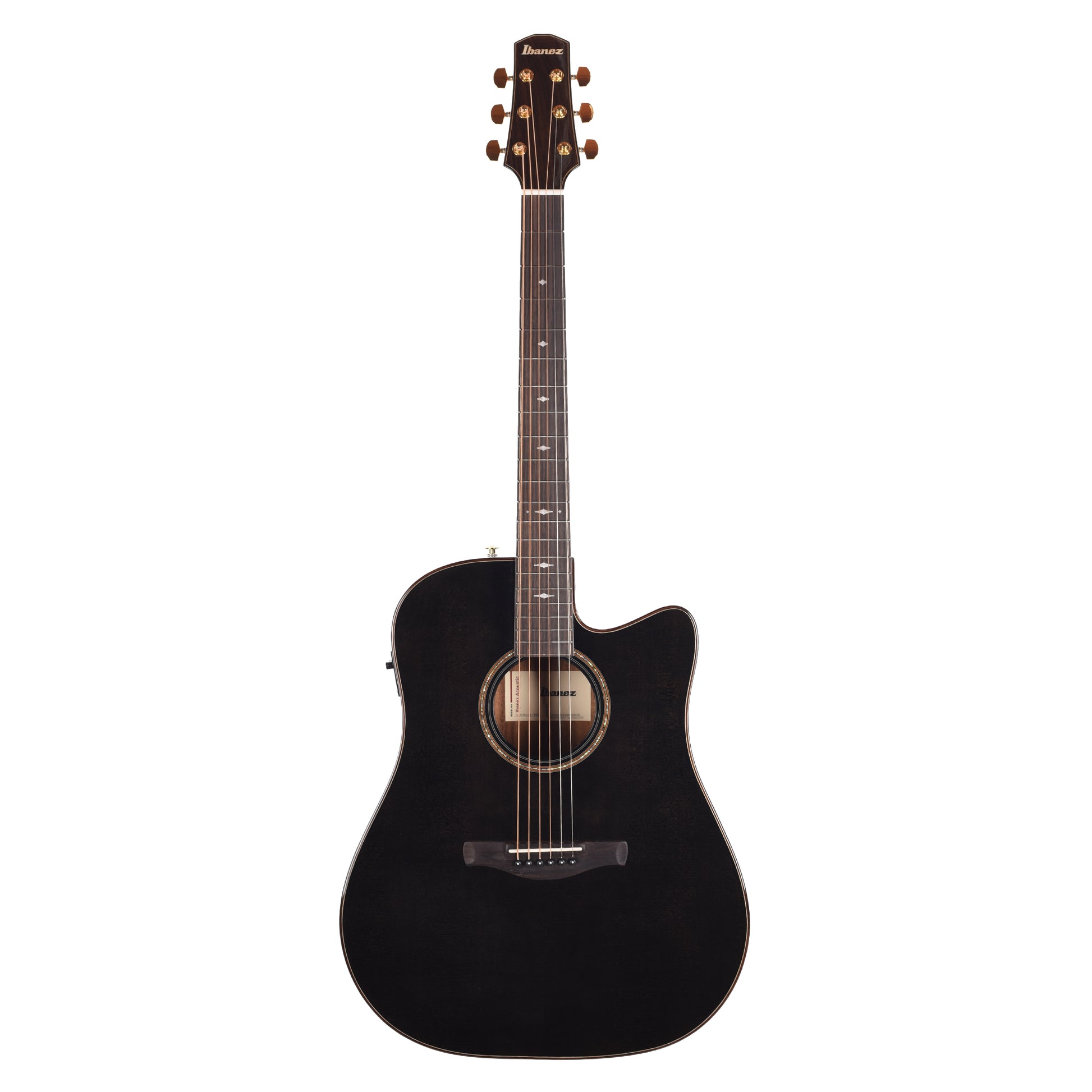 Ibanez AAD361CETKR Grand Dreadnought Cutaway Acoustic-Electric Guitar Transparent Black High Gloss Acoustic Guitars
