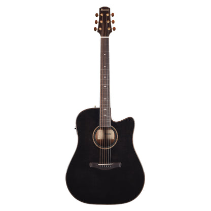 Ibanez AAD361CETKR Grand Dreadnought Cutaway Acoustic-Electric Guitar Transparent Black High Gloss Acoustic Guitars