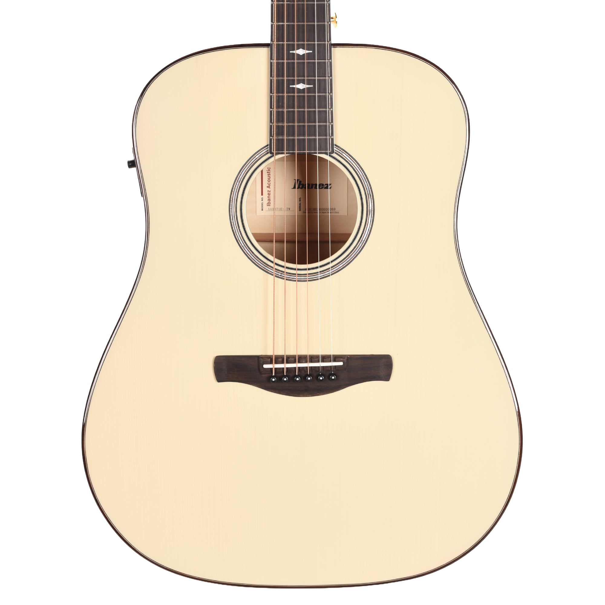 Ibanez AAD371EATW Grand Dreadnought Acoustic-Electric Guitar Antique White High Gloss Acoustic Guitars