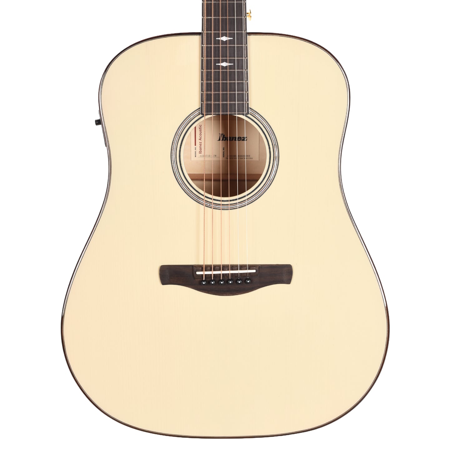 Ibanez AAD371EATW Grand Dreadnought Acoustic-Electric Guitar Antique White High Gloss Acoustic Guitars