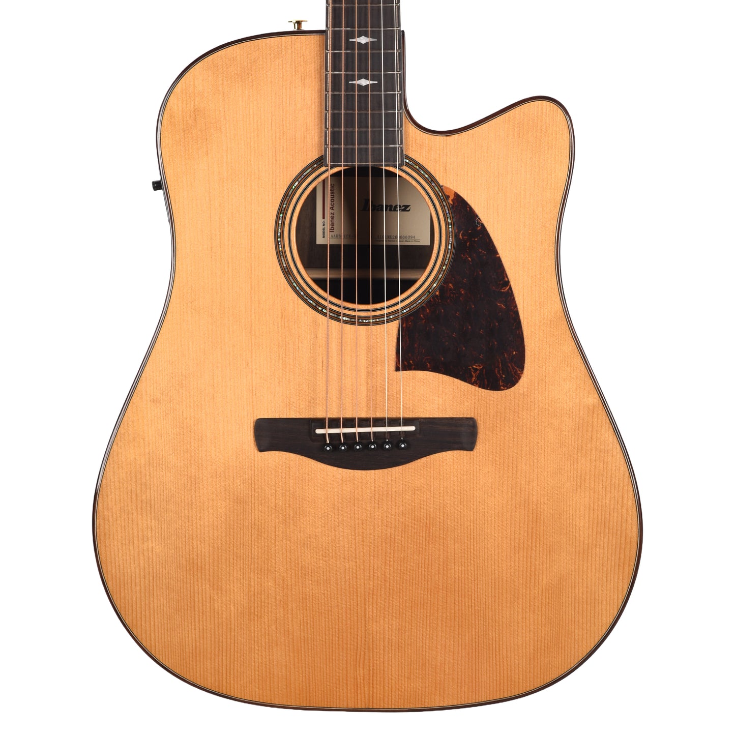 Ibanez AAD381CENT Grand Dreadnought Cutaway Acoustic-Electric Guitar Natural High Gloss Acoustic Guitars
