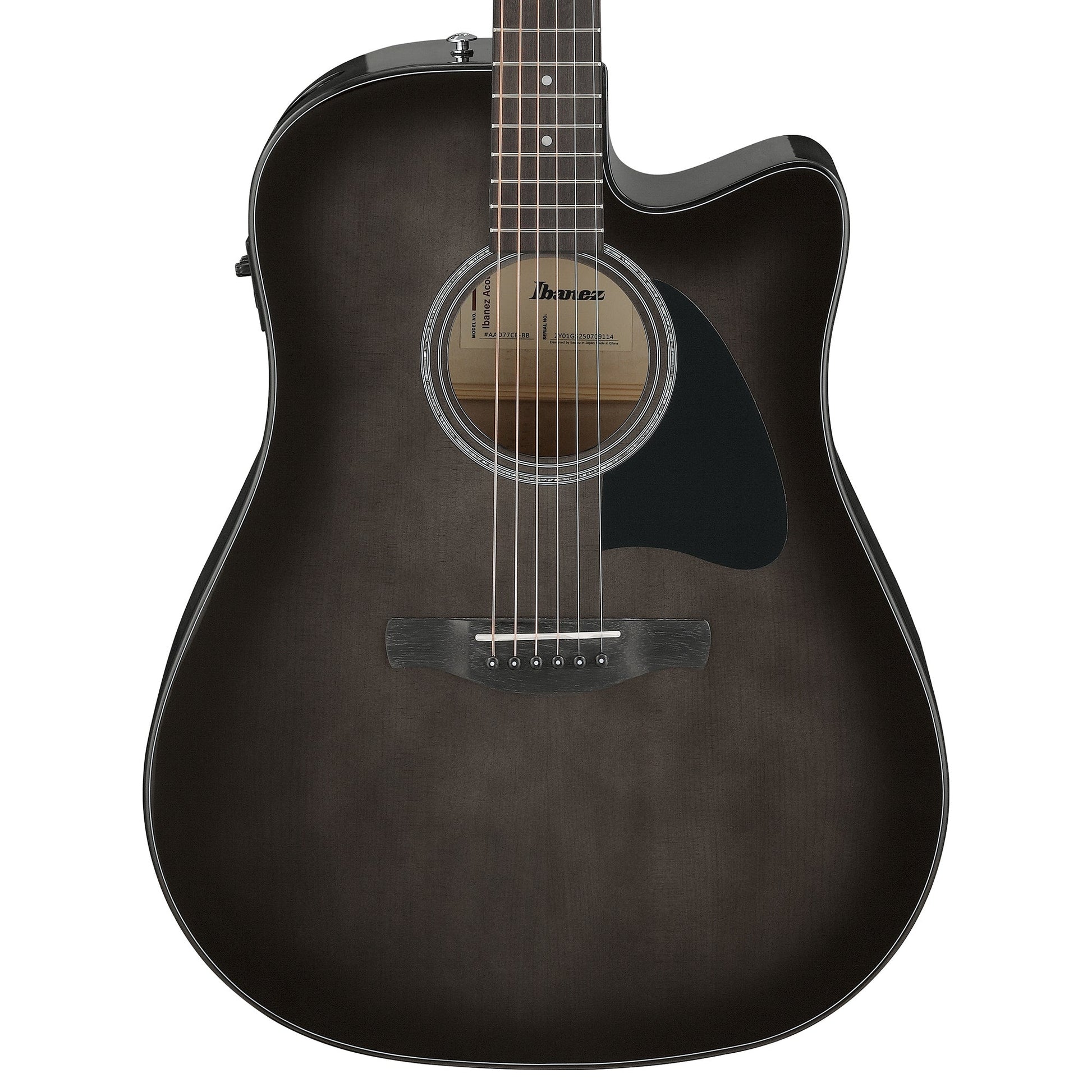 Ibanez AAD77CETKS Grand Dreadnought Acoustic-Electric Guitar Transparent Black Sunburst High Gloss Acoustic Guitars