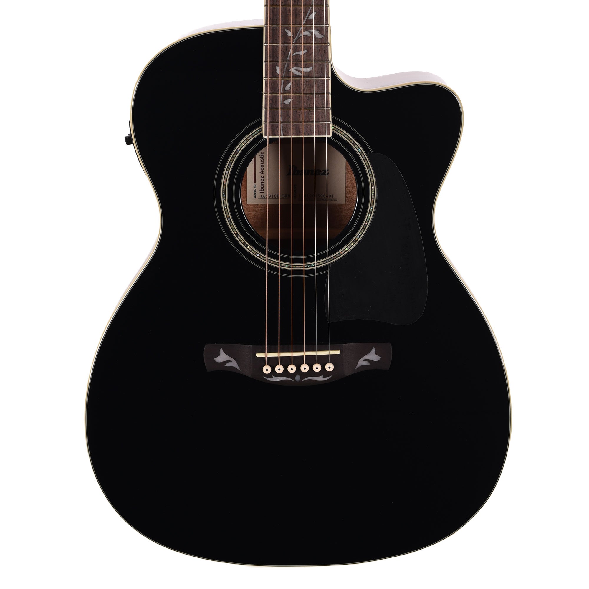 Ibanez AC391CEBKH Grand Concert Cutaway Acoustic-Electric Guitar Black High Gloss Acoustic Guitars