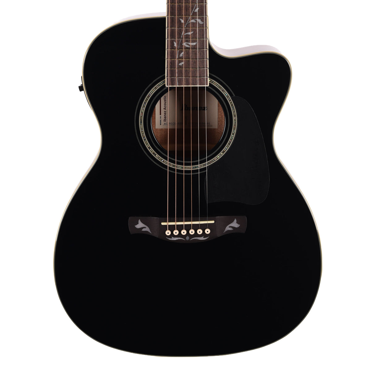 Ibanez AC391CEBKH Grand Concert Cutaway Acoustic-Electric Guitar Black High Gloss Acoustic Guitars