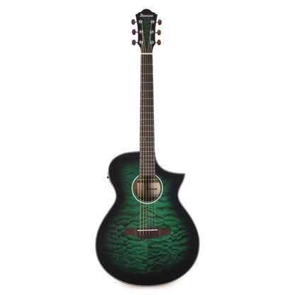 Ibanez AEWC16QATEH AEWC Acoustic-Electric Guitar Transparent Emerald Burst High Gloss Acoustic Guitars
