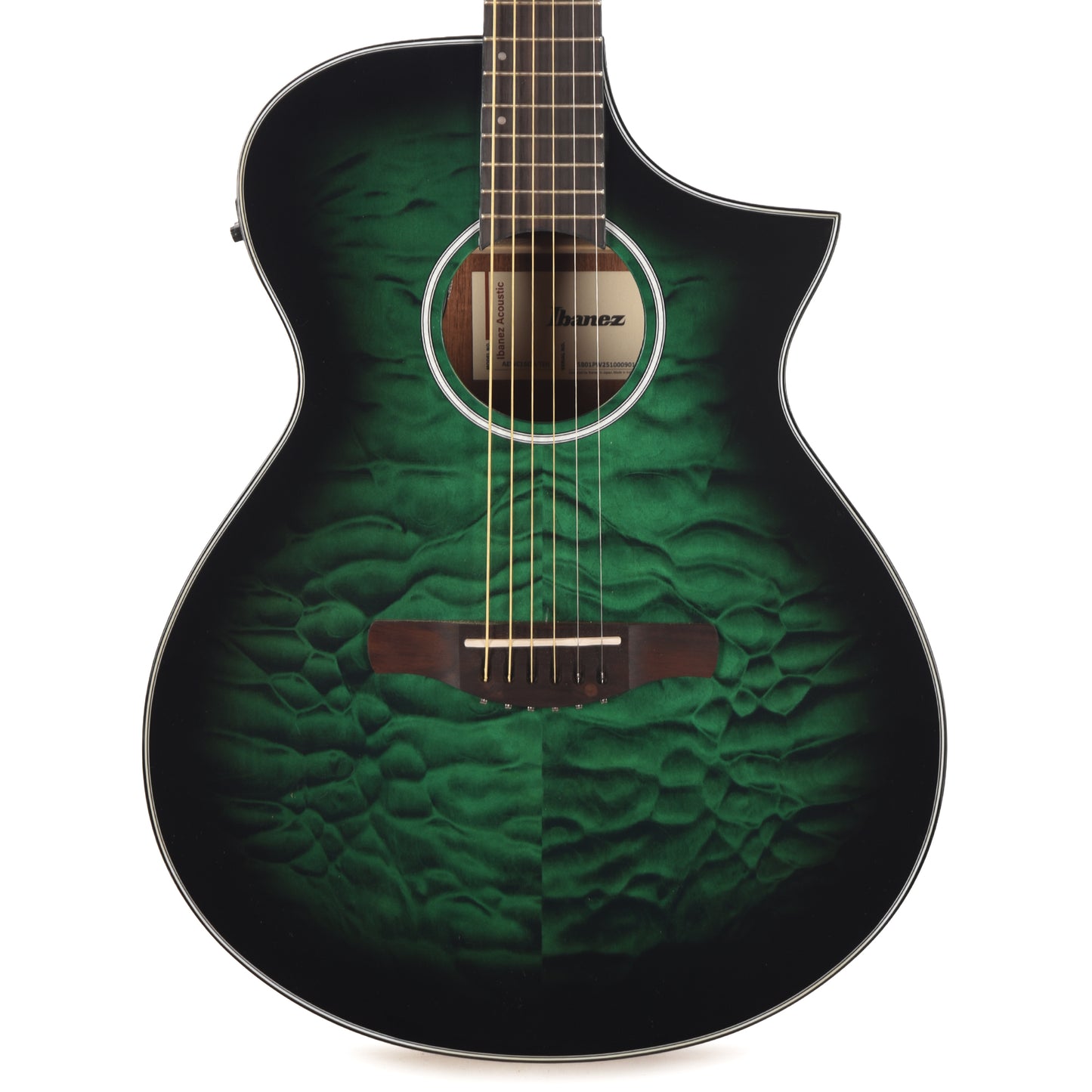 Ibanez AEWC16QATEH AEWC Acoustic-Electric Guitar Transparent Emerald Burst High Gloss Acoustic Guitars