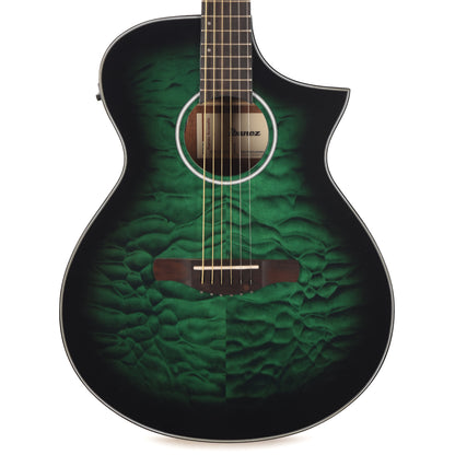 Ibanez AEWC16QATEH AEWC Acoustic-Electric Guitar Transparent Emerald Burst High Gloss Acoustic Guitars