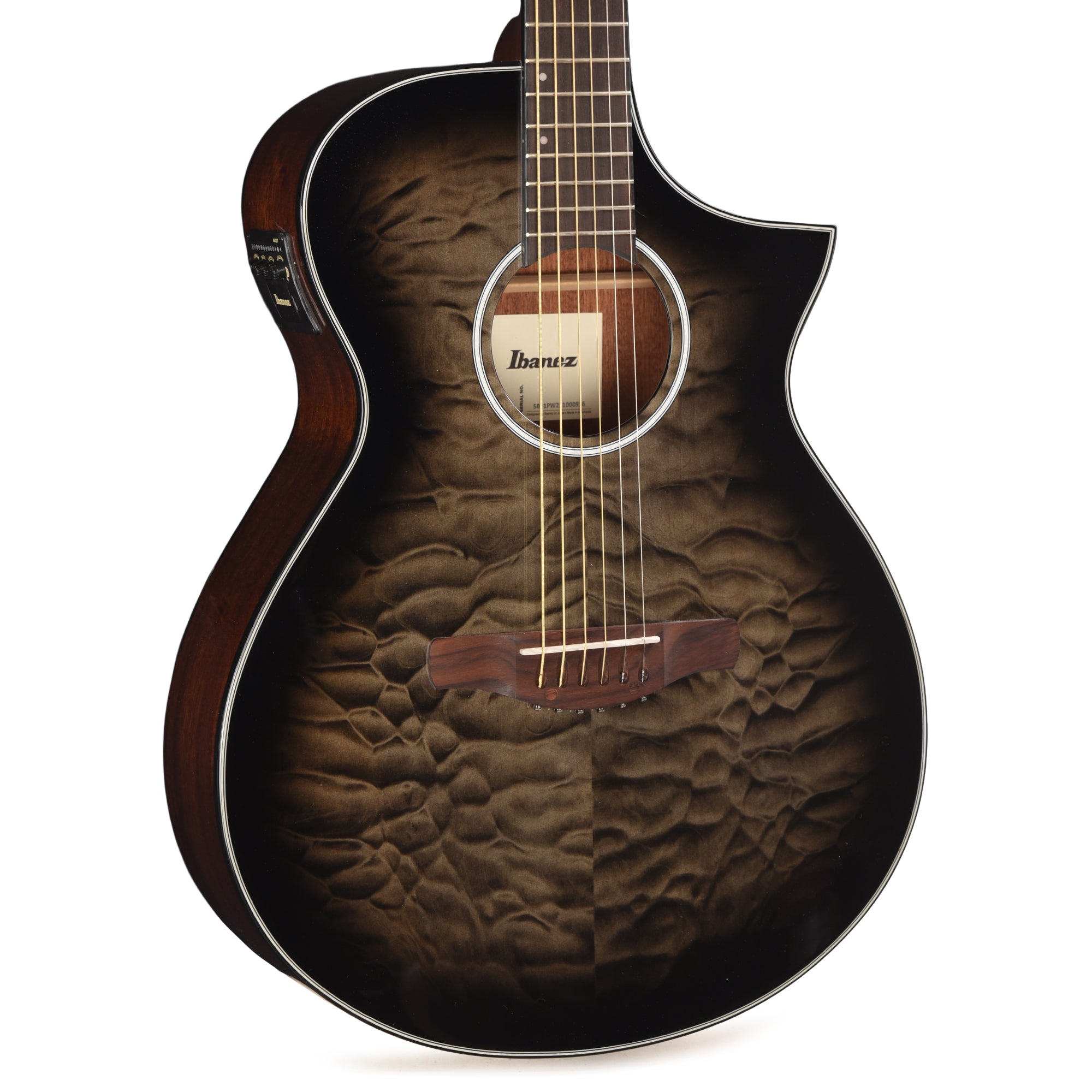 Ibanez AEWC16QATKH AEWC Acoustic-Electric Guitar Transparent Black Sunburst High Gloss Acoustic Guitars