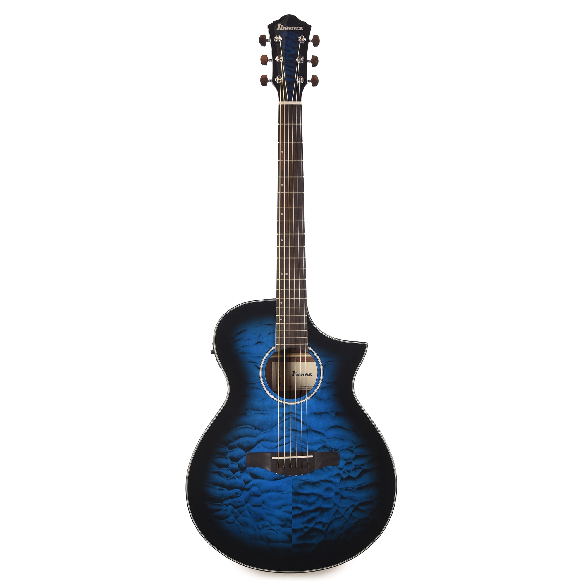 Ibanez AEWC16QATLH AEWC Acoustic-Electric Guitar Transparent Blue Sunburst High Gloss Acoustic Guitars