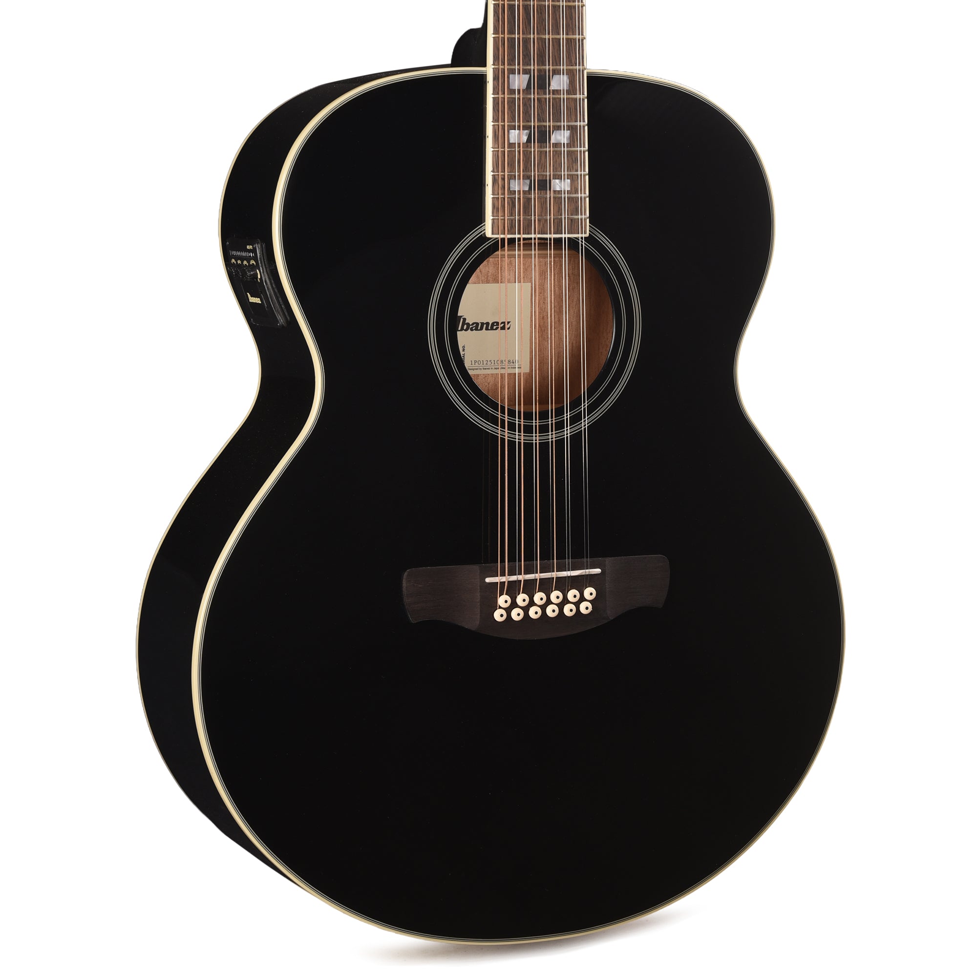 Ibanez AJ7012M1EBK Jumbo 12-String Acoustic-Electric Guitar Black High Gloss Acoustic Guitars