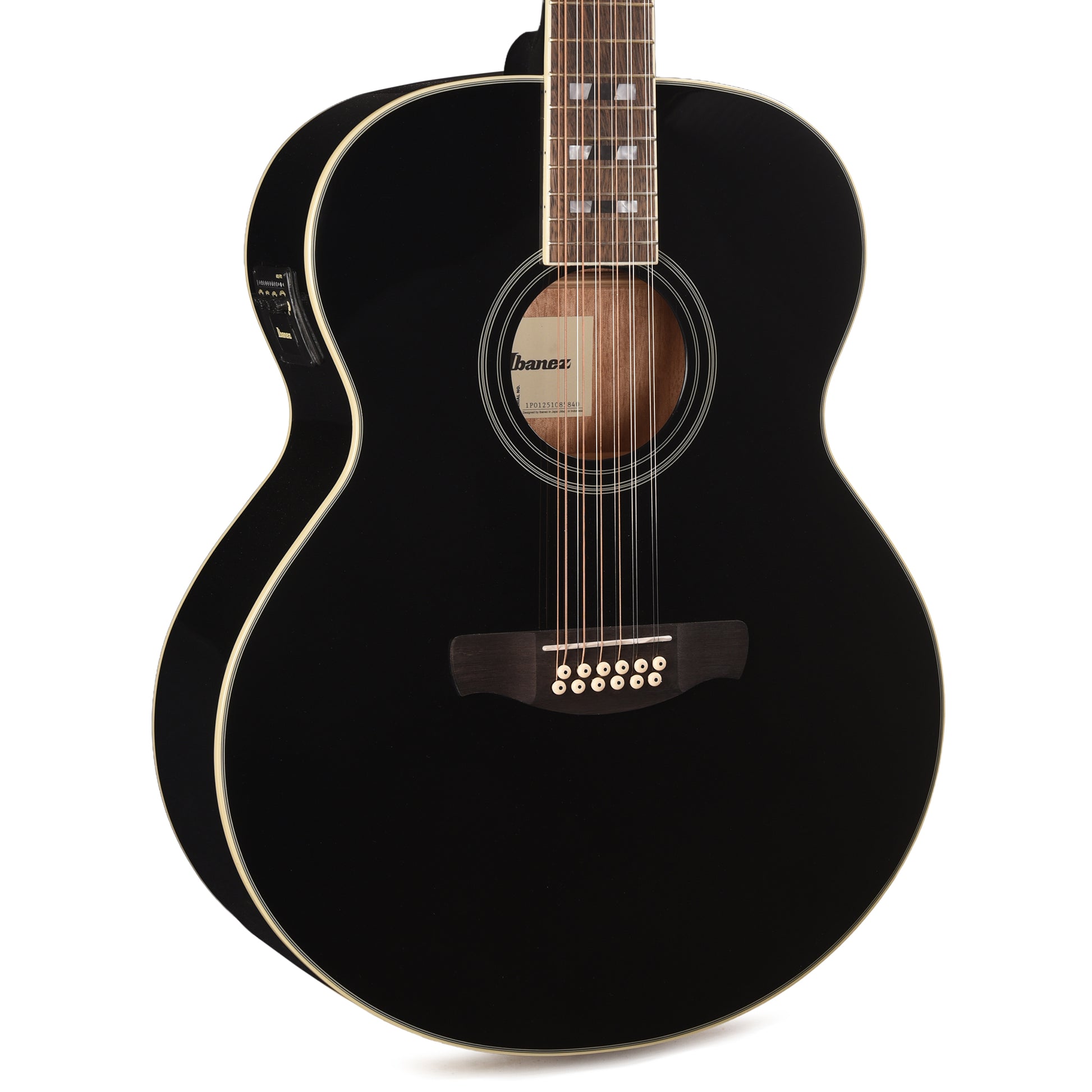 Ibanez AJ7012M1EBK Jumbo 12-String Acoustic-Electric Guitar Black High Gloss Acoustic Guitars