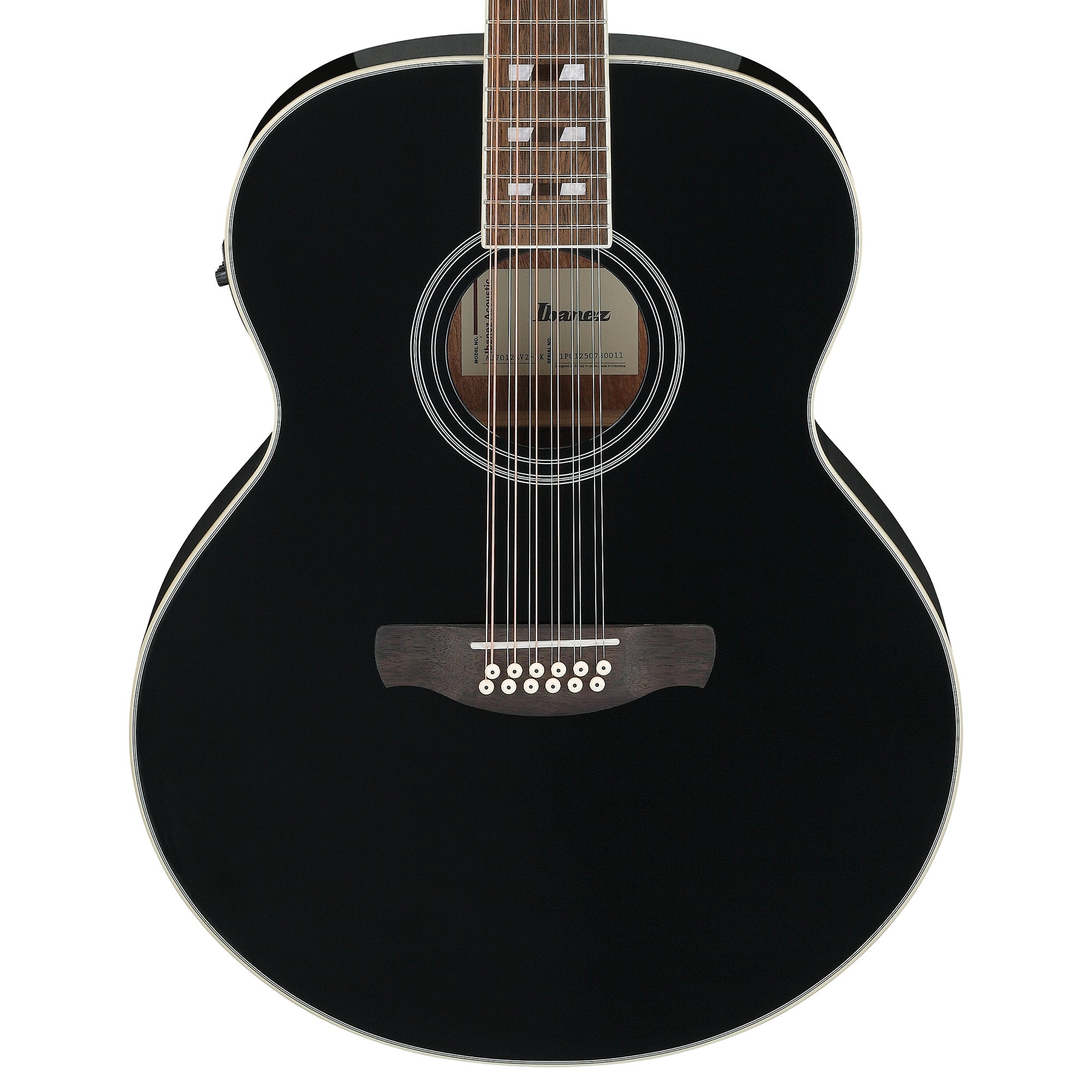 Ibanez AJ7012M1EBK Jumbo 12-String Acoustic-Electric Guitar Black High Gloss Acoustic Guitars