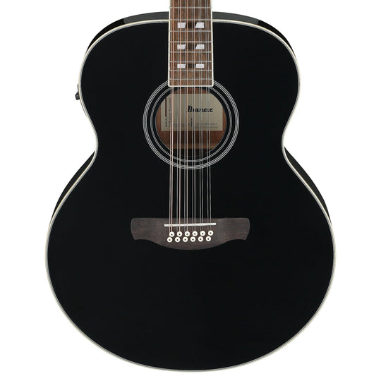 Ibanez AJ7012M1EBK Jumbo 12-String Acoustic-Electric Guitar Black High Gloss Acoustic Guitars