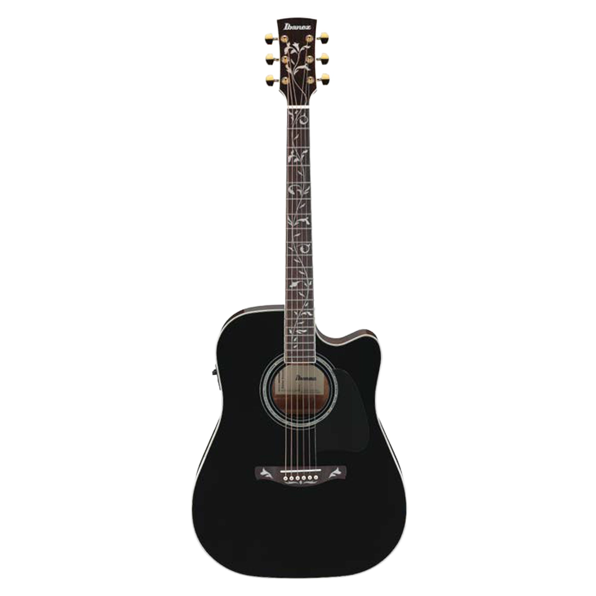 Ibanez AW391CEBKH Dreadnought Cutaway Acoustic-Electric Guitar Black High Gloss Acoustic Guitars