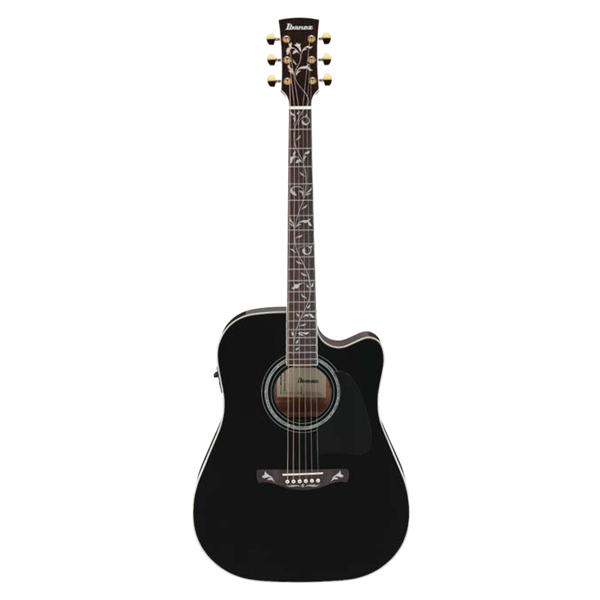 Ibanez AW391CEBKH Dreadnought Cutaway Acoustic-Electric Guitar Black High Gloss Acoustic Guitars