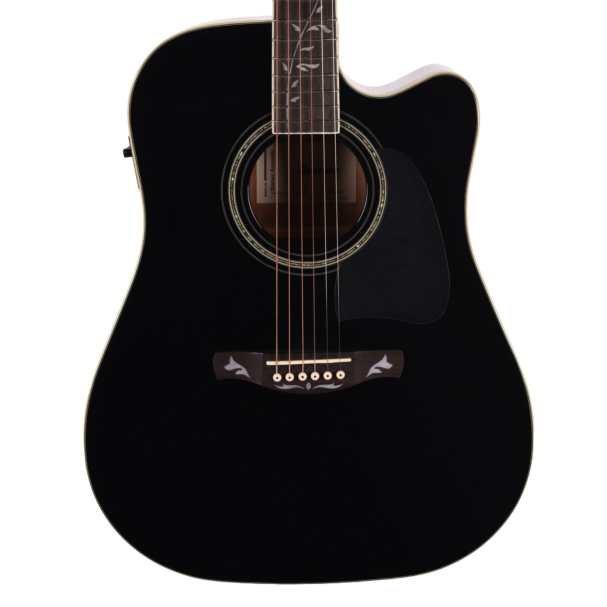 Ibanez AW391CEBKH Dreadnought Cutaway Acoustic-Electric Guitar Black High Gloss Acoustic Guitars