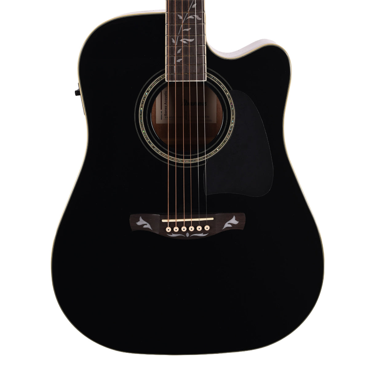 Ibanez AW391CEBKH Dreadnought Cutaway Acoustic-Electric Guitar Black High Gloss Acoustic Guitars