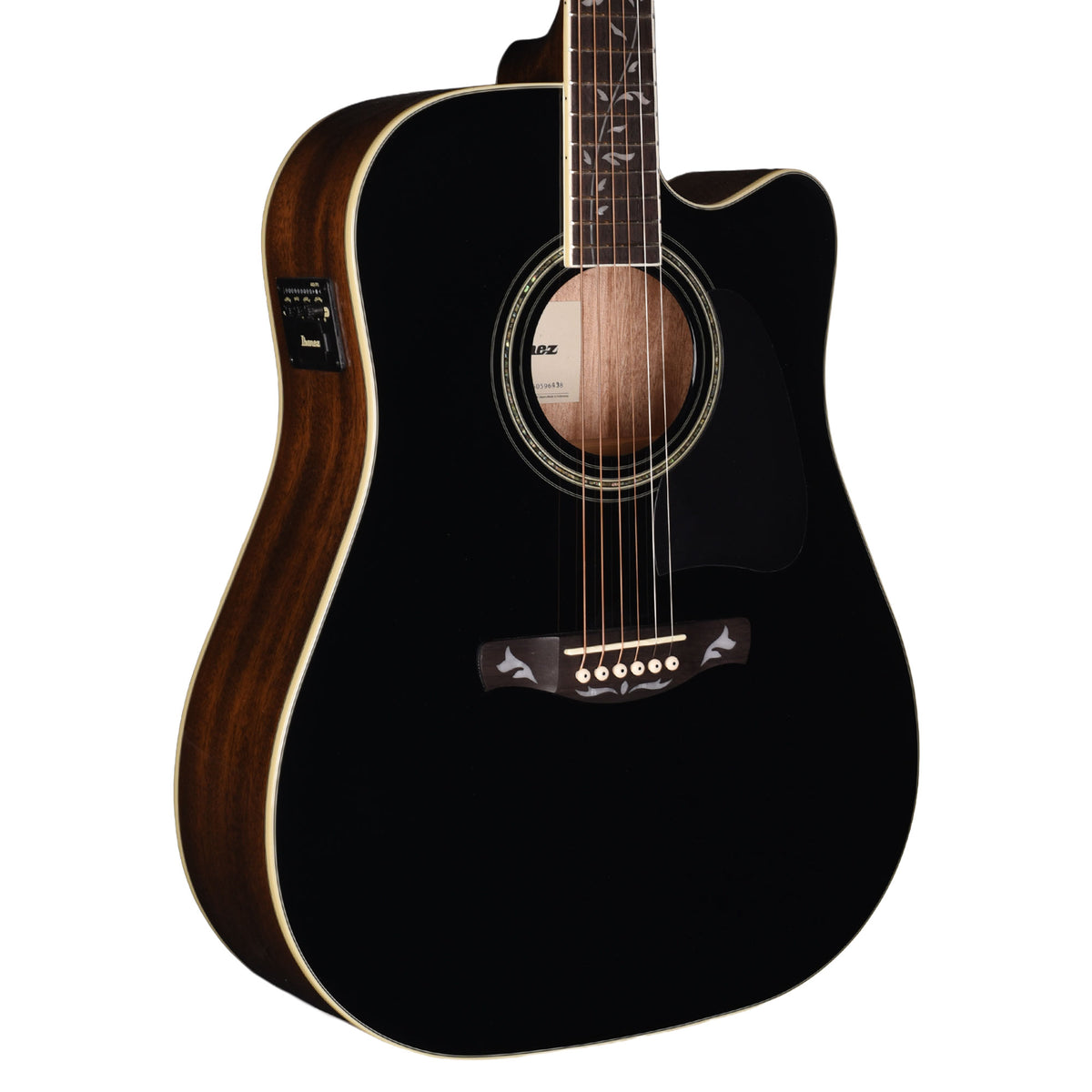 Ibanez AW391CEBKH Dreadnought Cutaway Acoustic-Electric Guitar Black High Gloss Acoustic Guitars