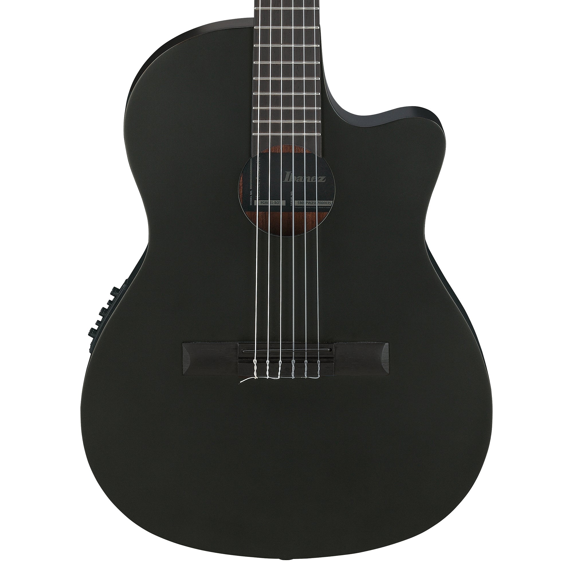 Ibanez GA621BOT Thinline Cutaway Classical Acoustic-Electric Guitar Black Out Acoustic Guitars