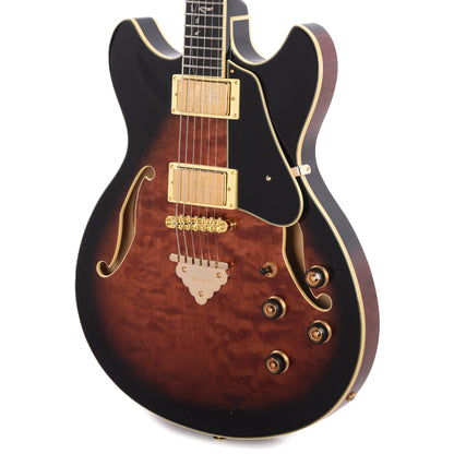 Ibanez AS93QMSPDBS AS Artcore Expressionist Electric Guitar Dark Brown Sunburst Electric Guitars / Semi-Hollow