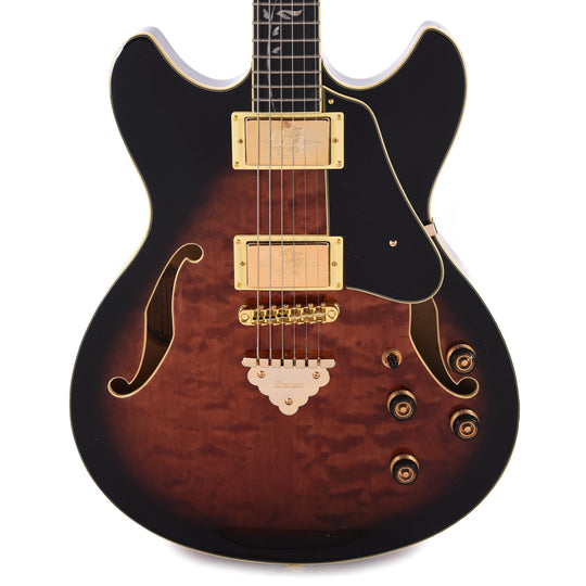 Ibanez AS93QMSPDBS AS Artcore Expressionist Electric Guitar Dark Brown Sunburst Electric Guitars / Semi-Hollow