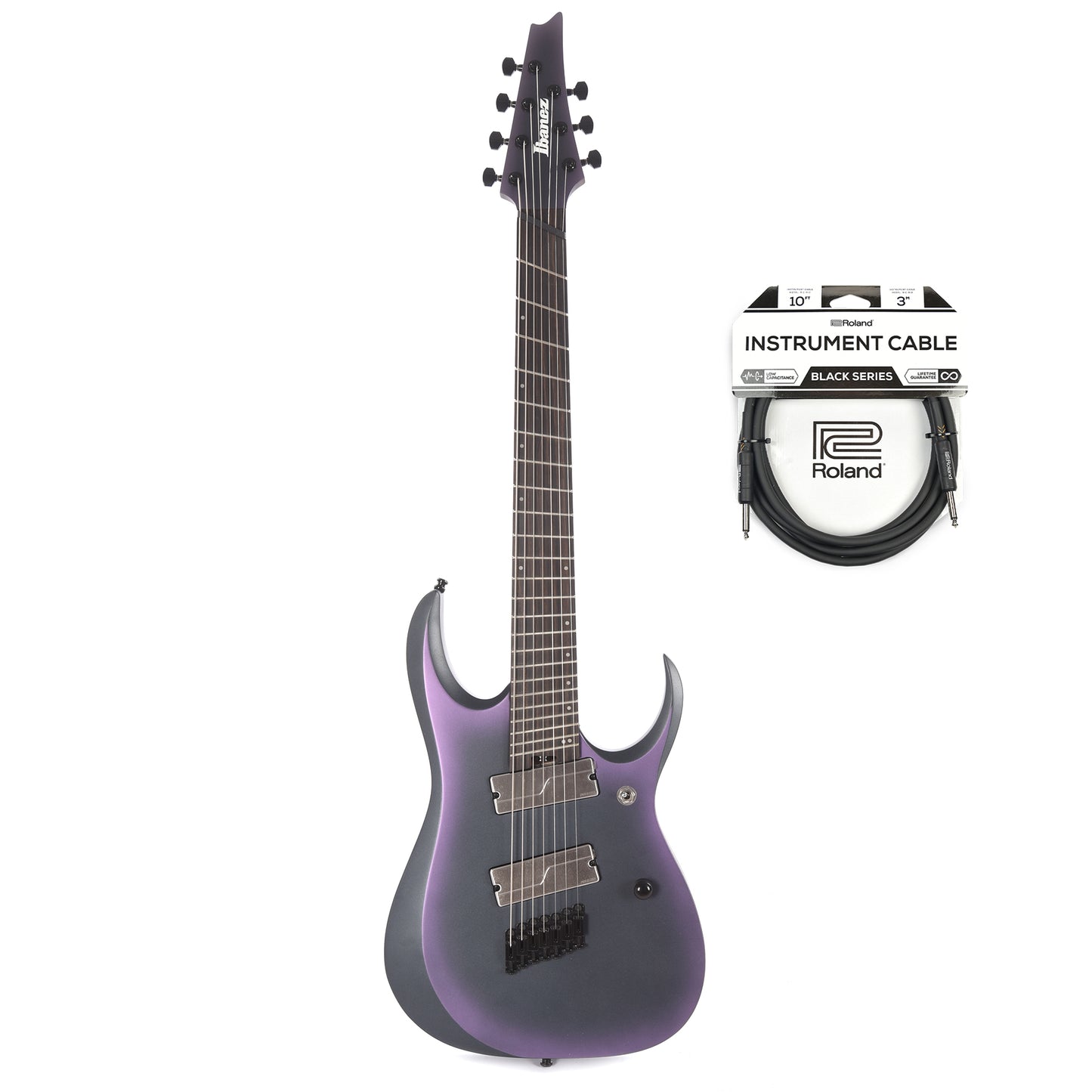 Ibanez RGD71ALMS RGD Axion Label 7-String Multi Scale Black Aurora Burst Matte w/Fishman Fluence Pickups and (1) Cable Bundle Electric Guitars / Solid Body