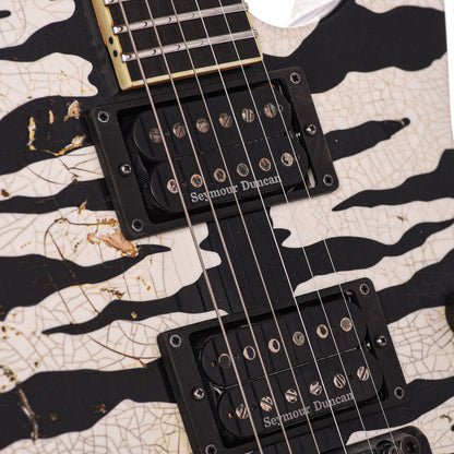 Jackson Custom Shop Dinky 2H FR Nitro Relic Tour Snow White Bengal Tiger Electric Guitars / Solid Body
