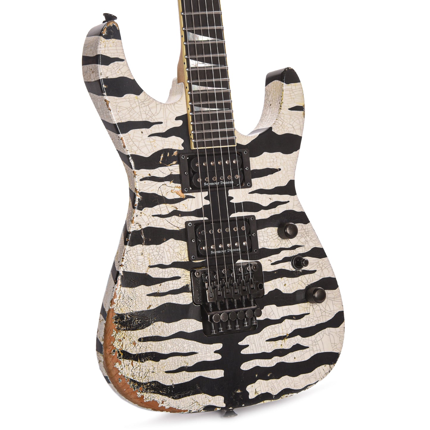 Jackson Custom Shop Dinky 2H FR Nitro Relic Tour Snow White Bengal Tiger Electric Guitars / Solid Body
