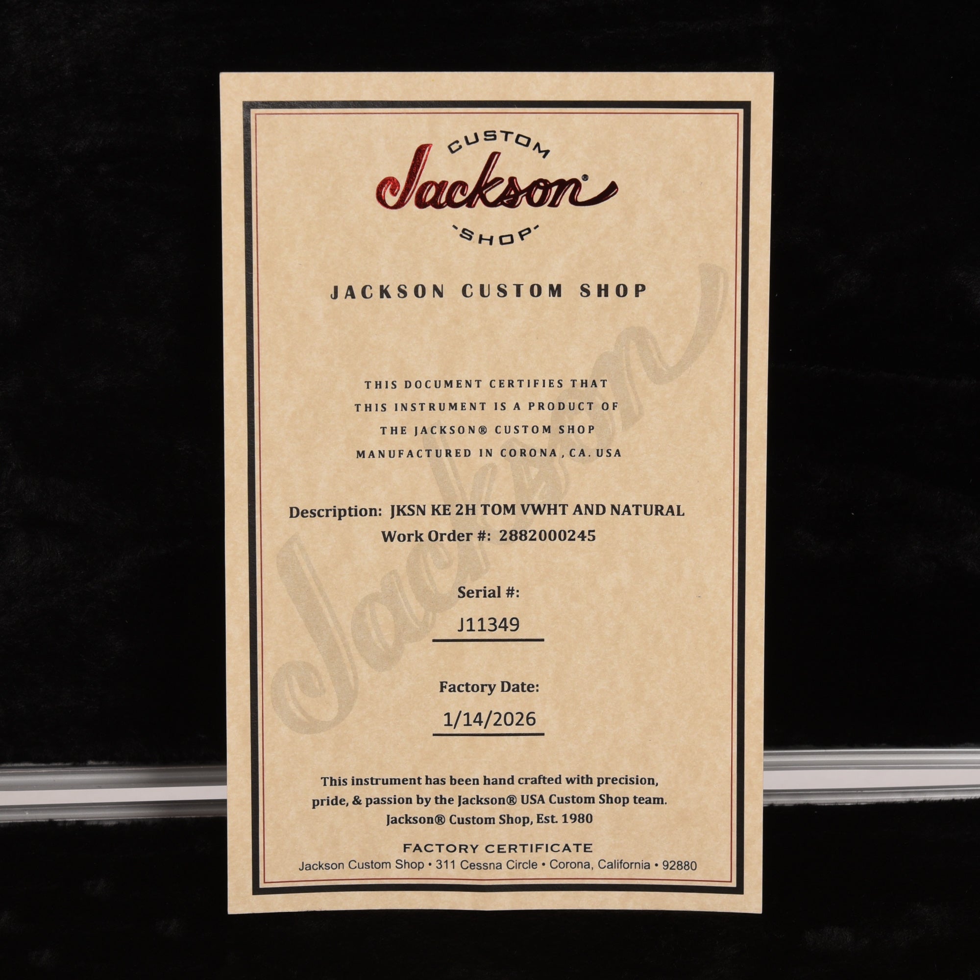 Jackson Custom Shop Kelly 2H TOM Vintage White Electric Guitars / Solid Body