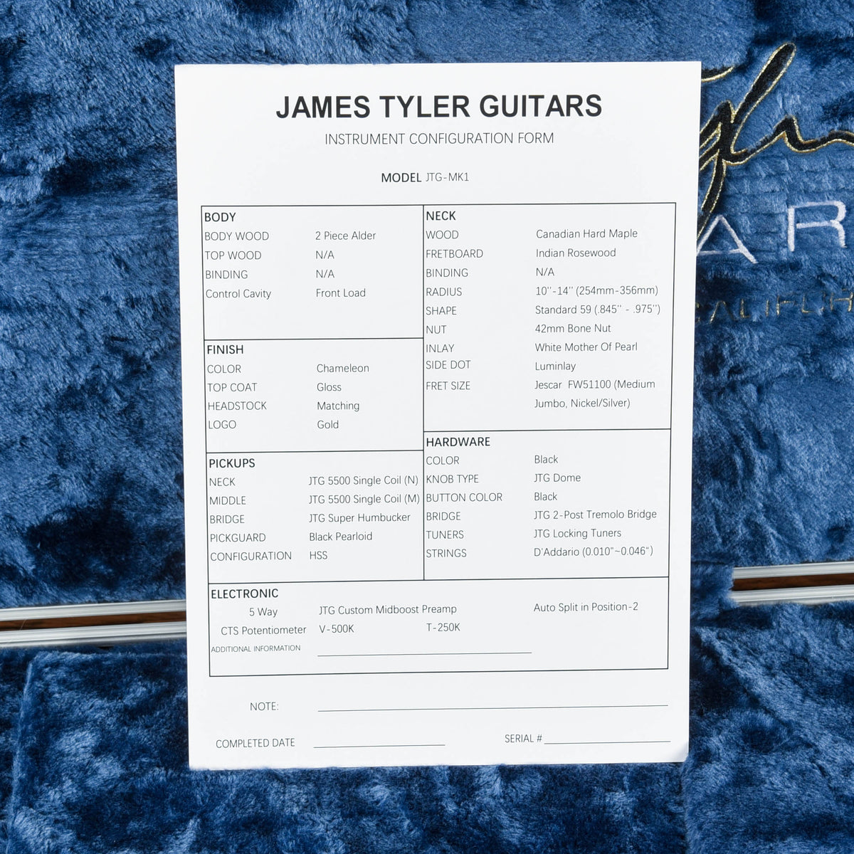 James Tyler JTG MK1 Chameleon 2026 Electric Guitars