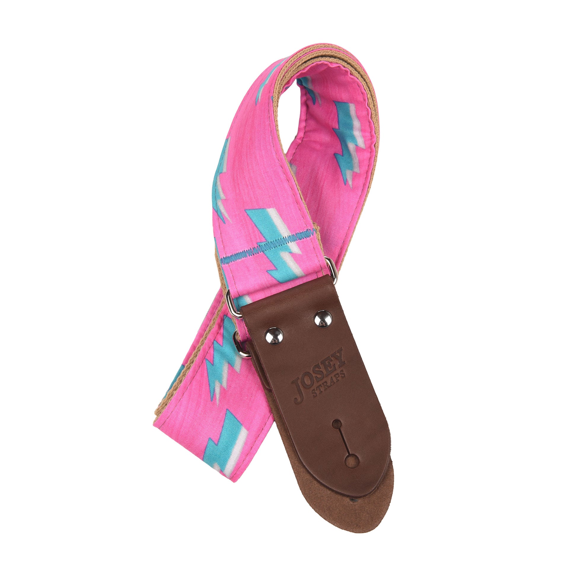 Josey Heat Lightning 2" Guitar Strap w/Chocolate Ends and Cotton Backing Straps