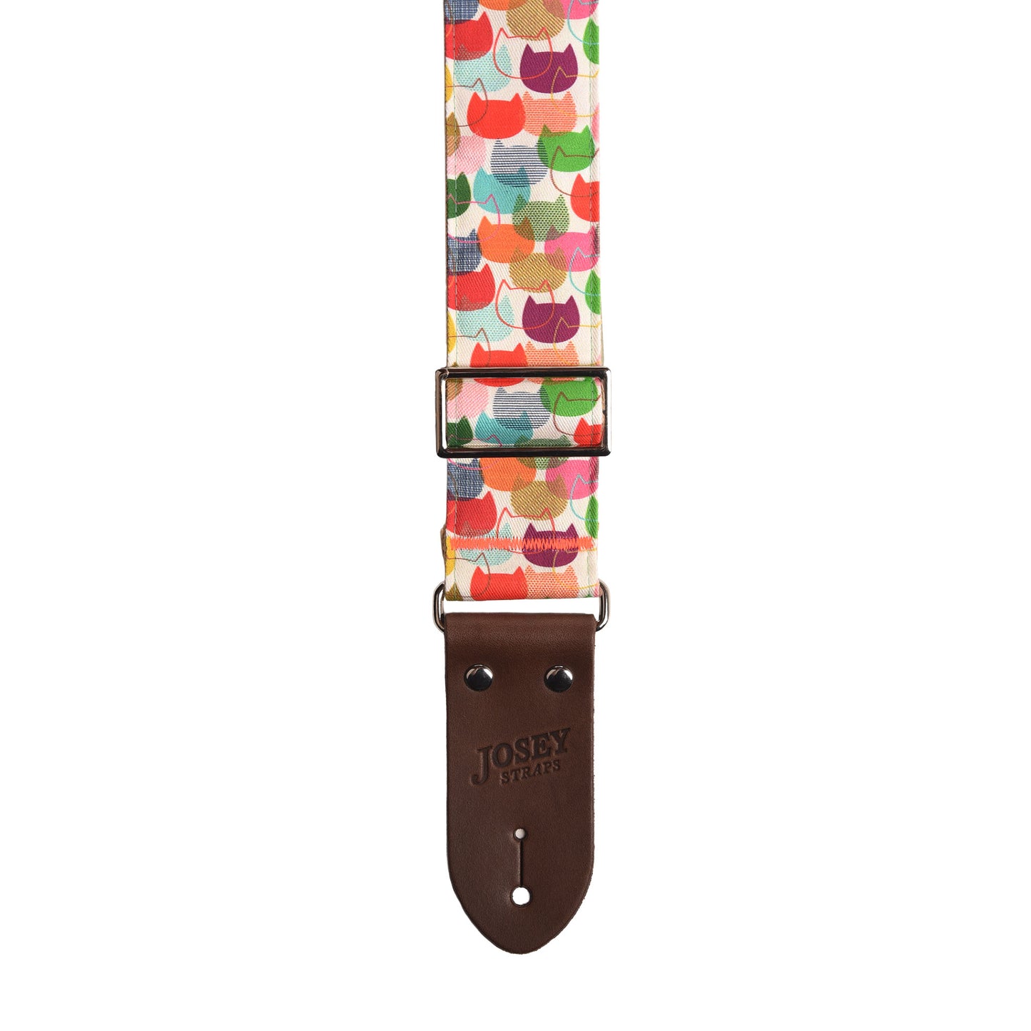 Josey Meowza 2" Guitar Strap w/Chocolate Ends and Cotton Backing Straps